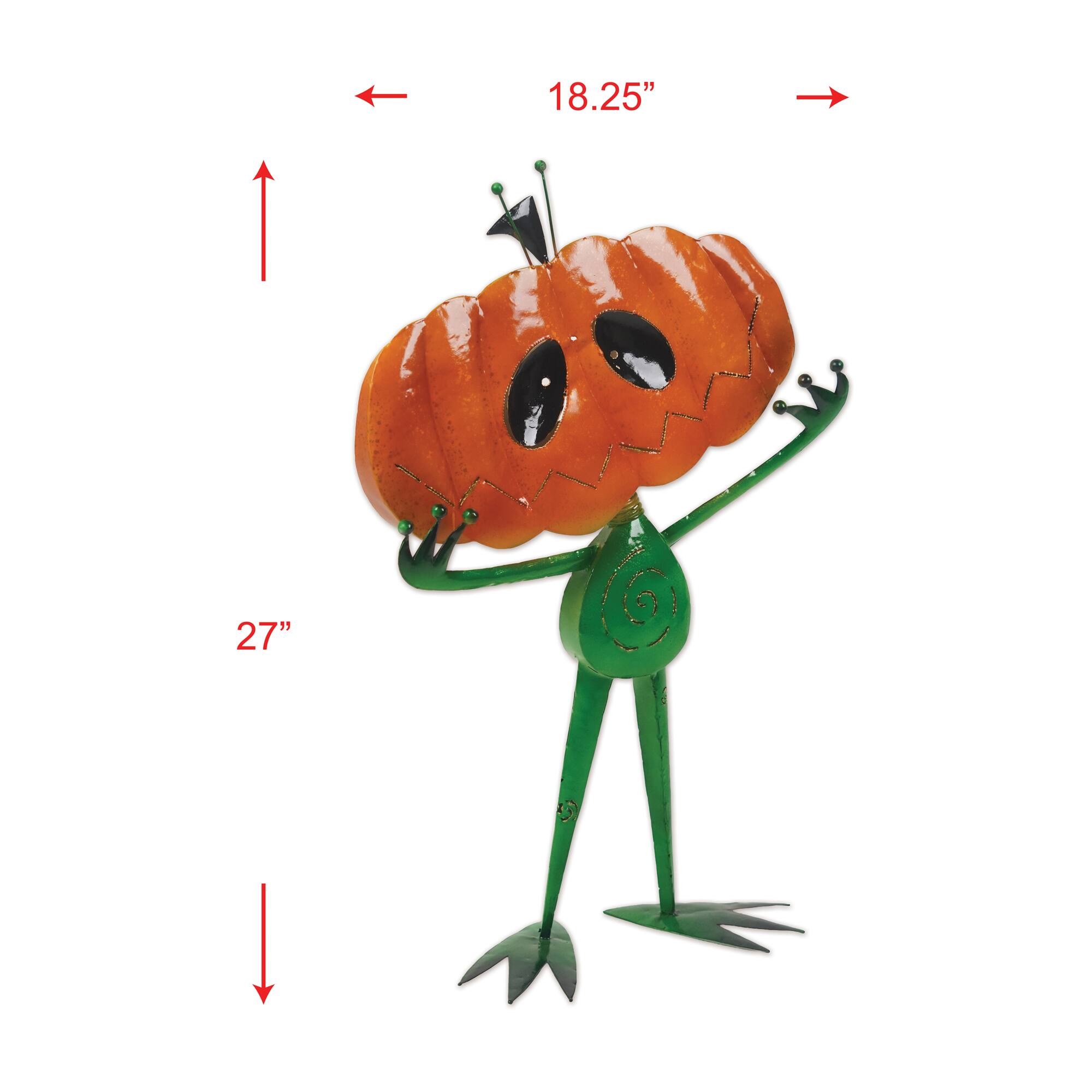 Sunset Vista Designs® 27" Whimsical Autumn Spice Solar Pumpkin Alien Sitter