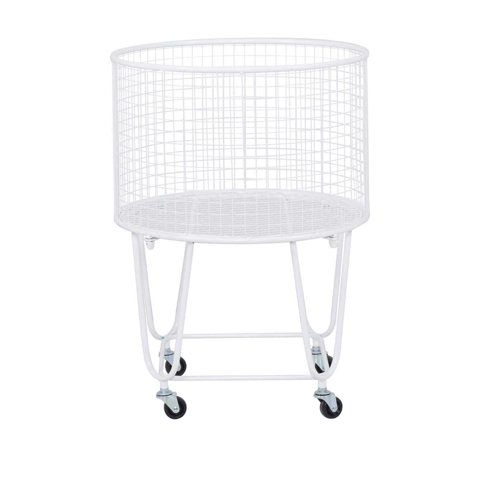 24" White Iron French Country Storage Cart