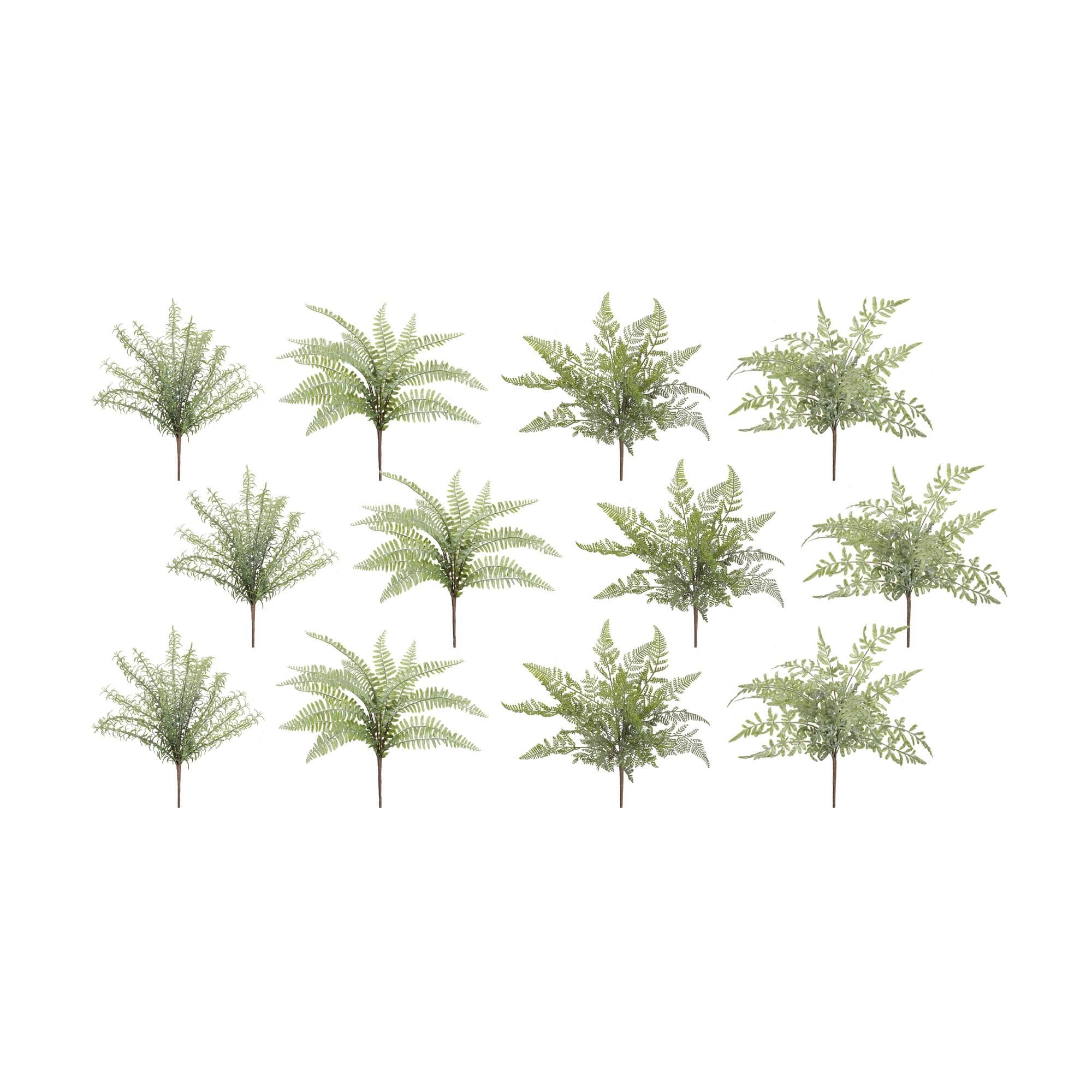 16" Assorted Fern Foliage Bush Set