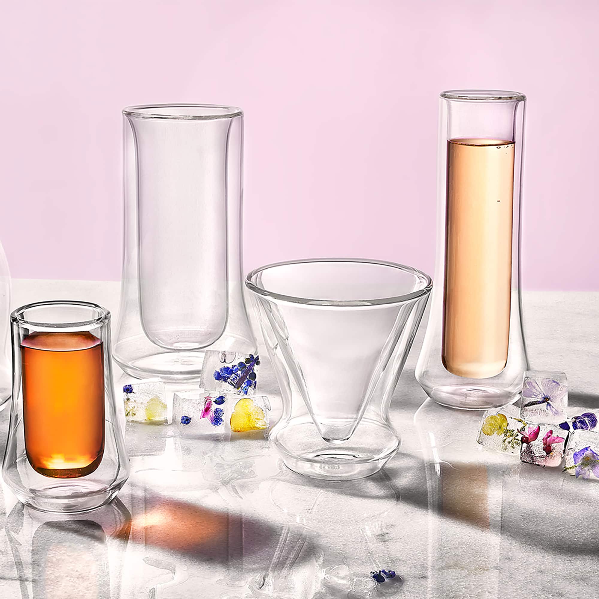 JoyJolt® Cosmo Double Wall Stemless Champagne Flute Glasses, 4ct.
