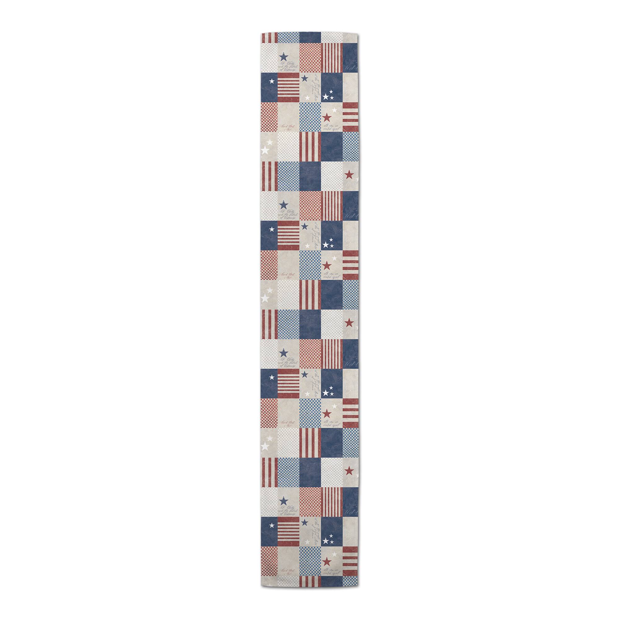 90" Patchwork Check Cotton Twill Table Runner