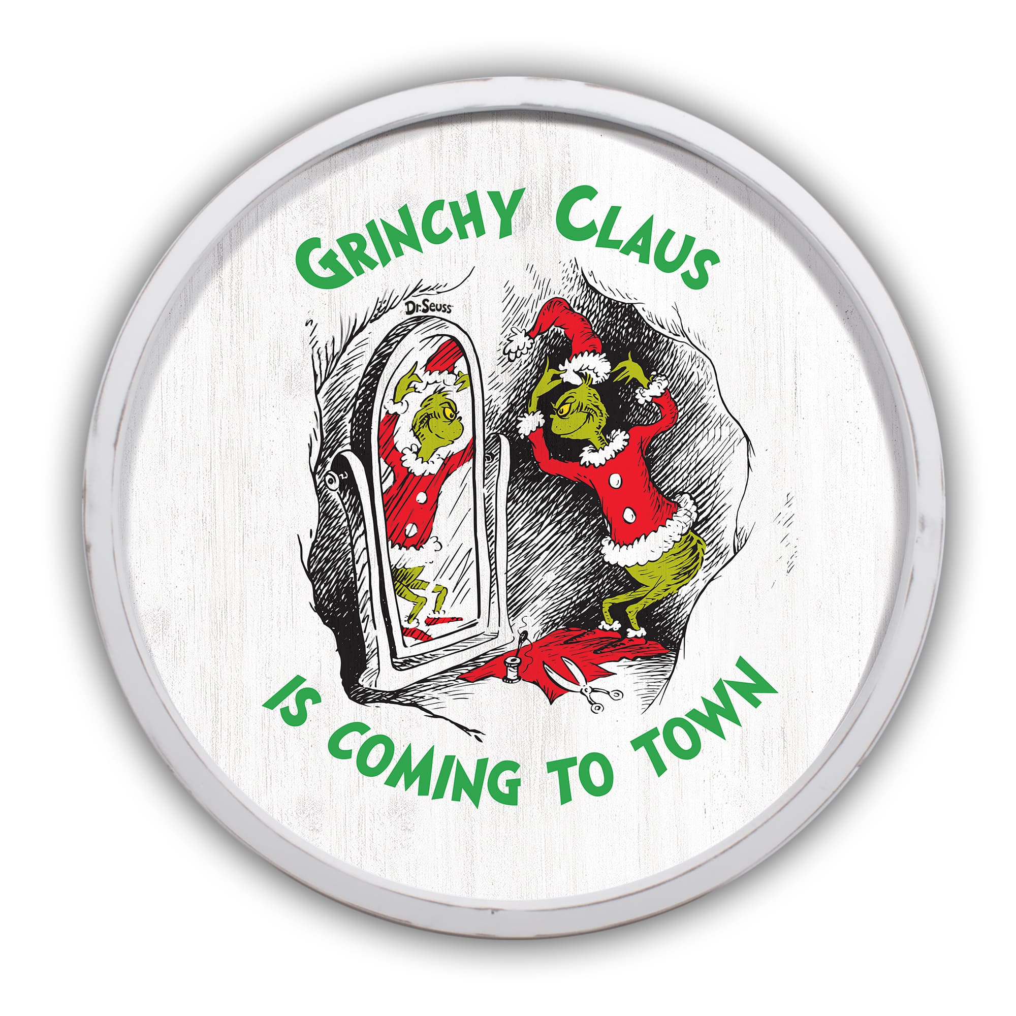 20" The Grinch Grinchy Round Framed Print