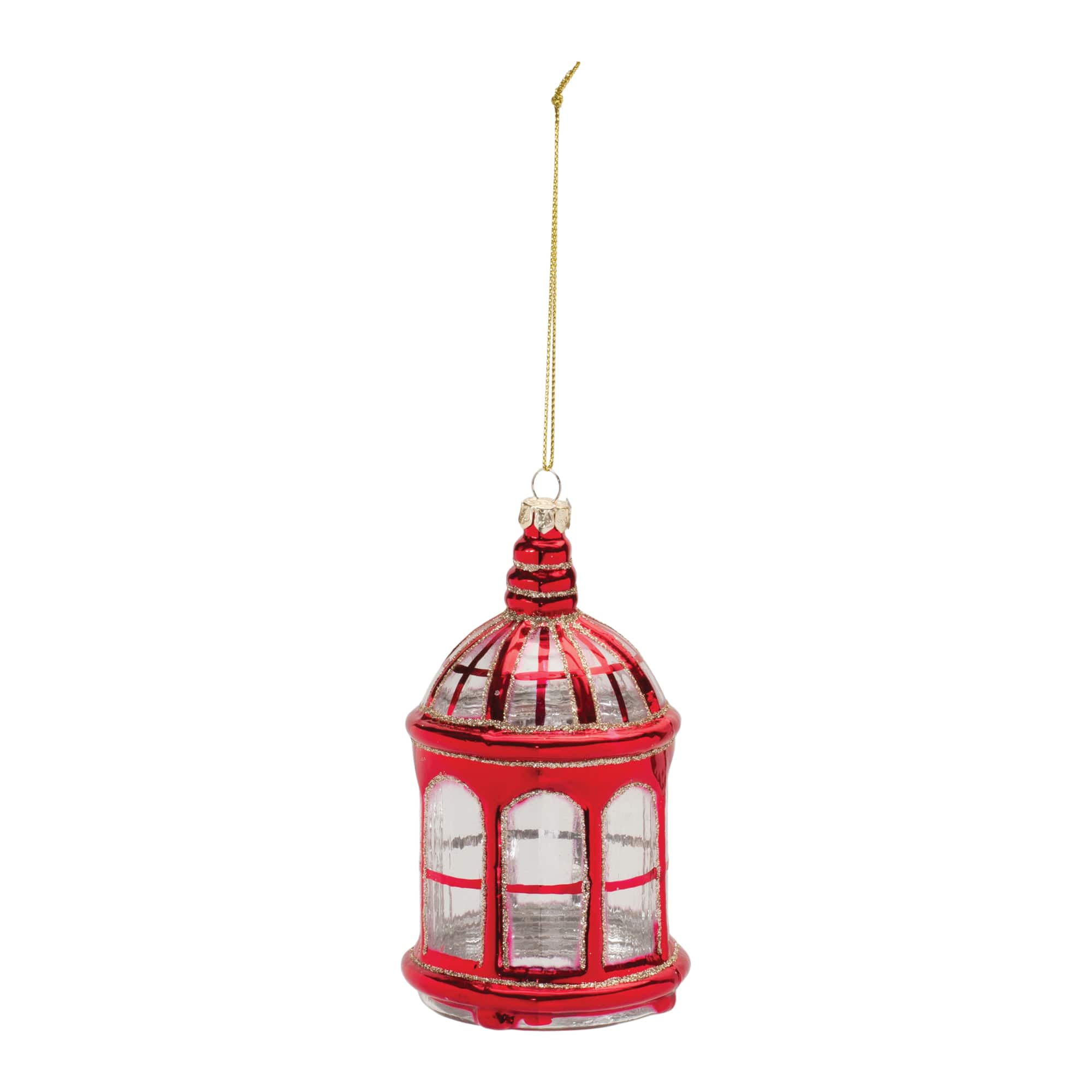 6ct. 6" Glittered Glass Lantern Ornaments