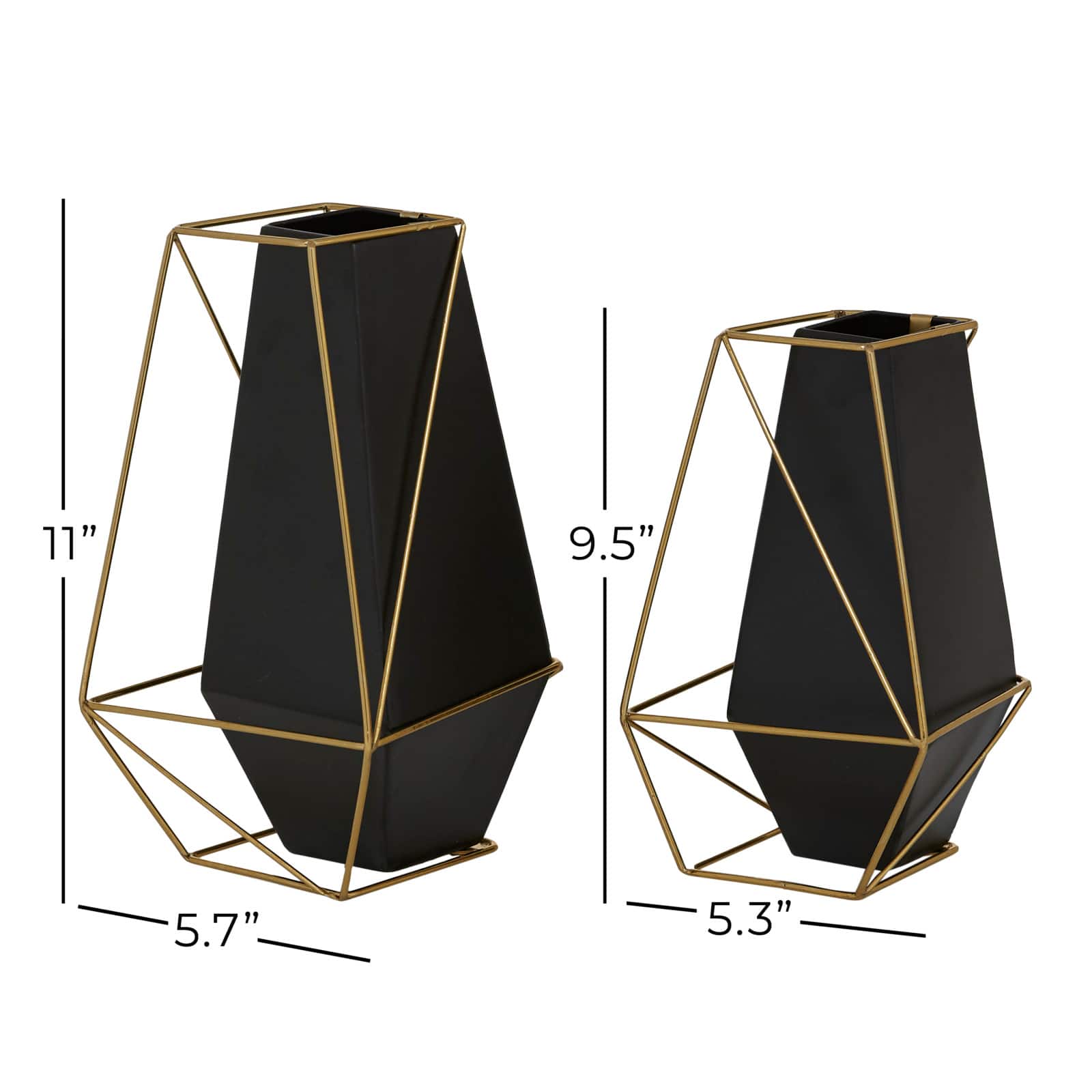 Black Metal Contemporary Vase Set