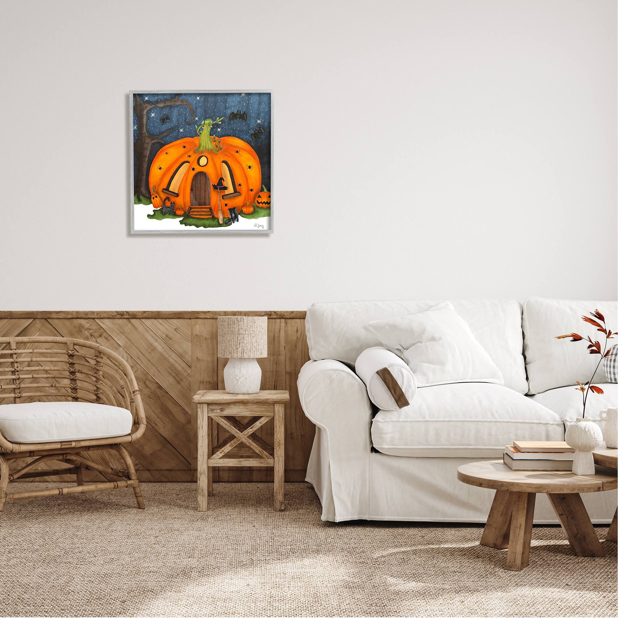 Stupell Industries Pumpkin House In Woods Framed Giclee Art