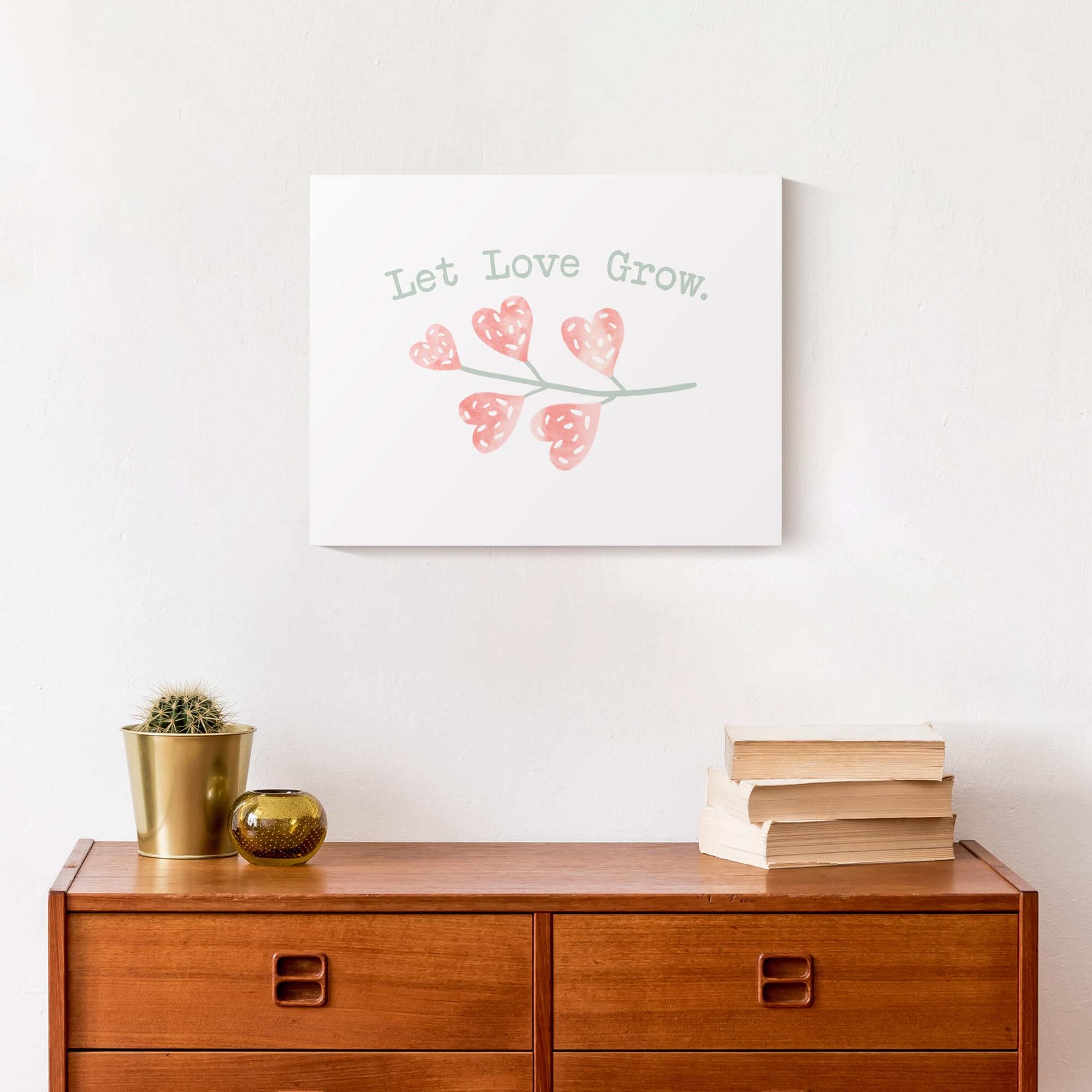 Let Love Grow Heart Branch 11" x 14" Canvas Wall Art