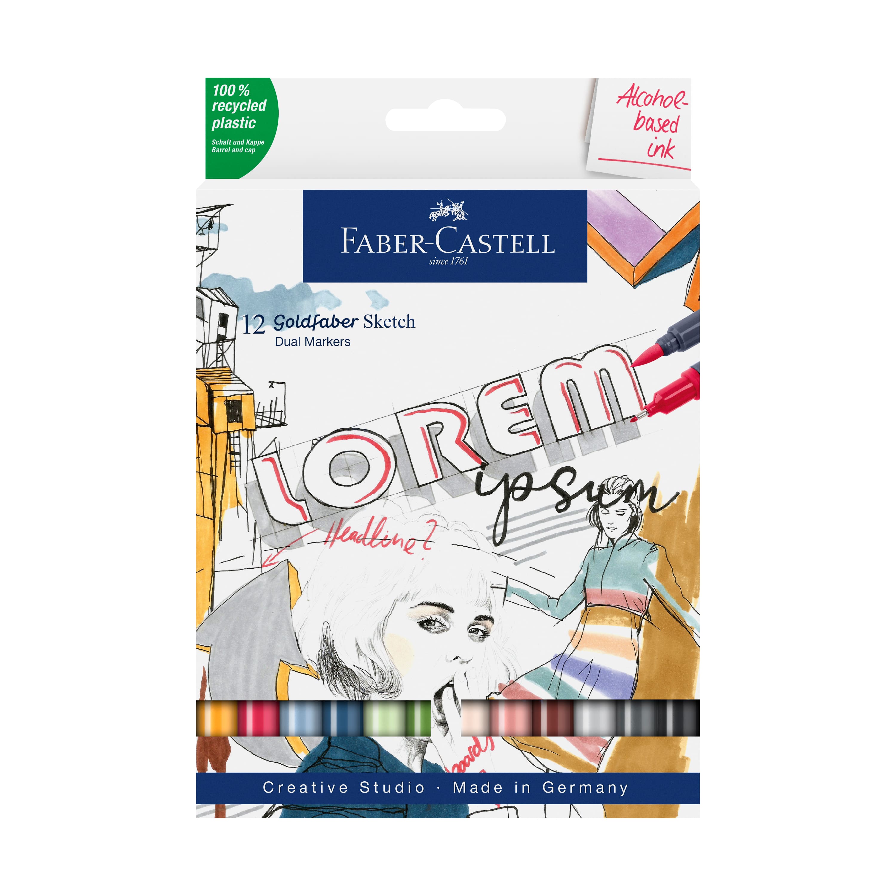 Faber-Castell® Goldfaber 12 Color Dual Tip Sketch Markers