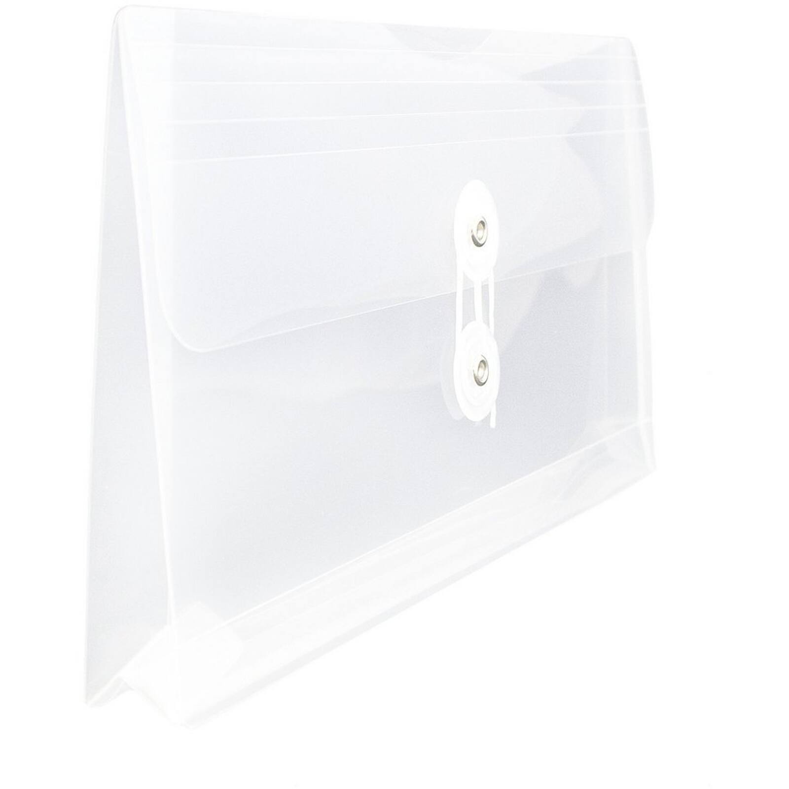 JAM Paper 5.25" x 10" Plastic #10 Business Envelope with Button and String Closure