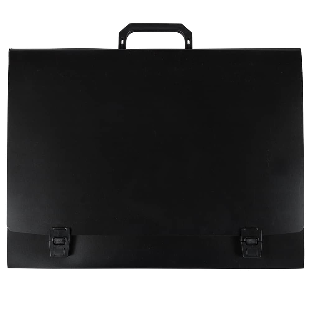 JAM Paper Black Plastic Portfolio File Carry Case with Handles