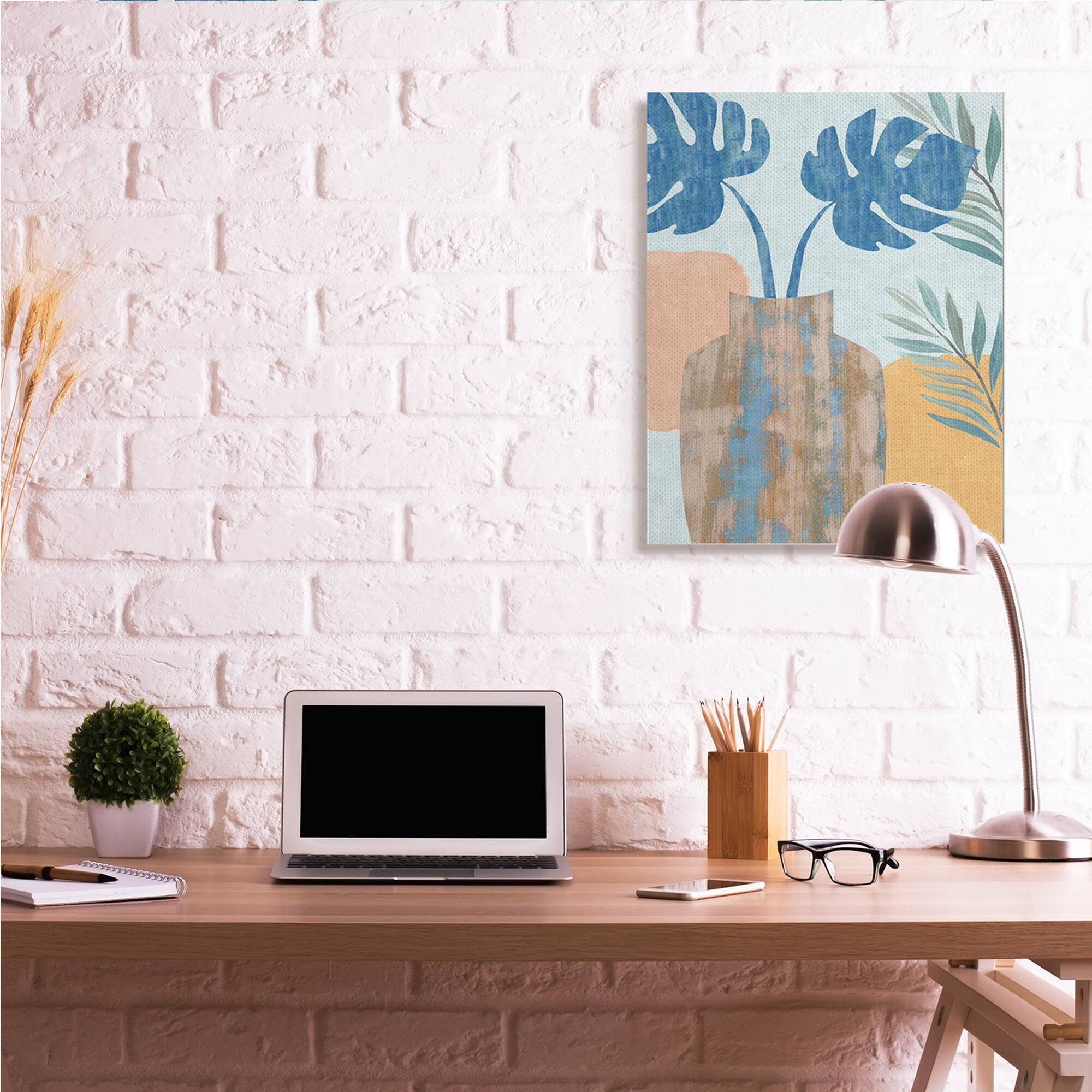Stupell Industries Tropical Monstera Western Abstract Orange Blue Canvas Wall Art