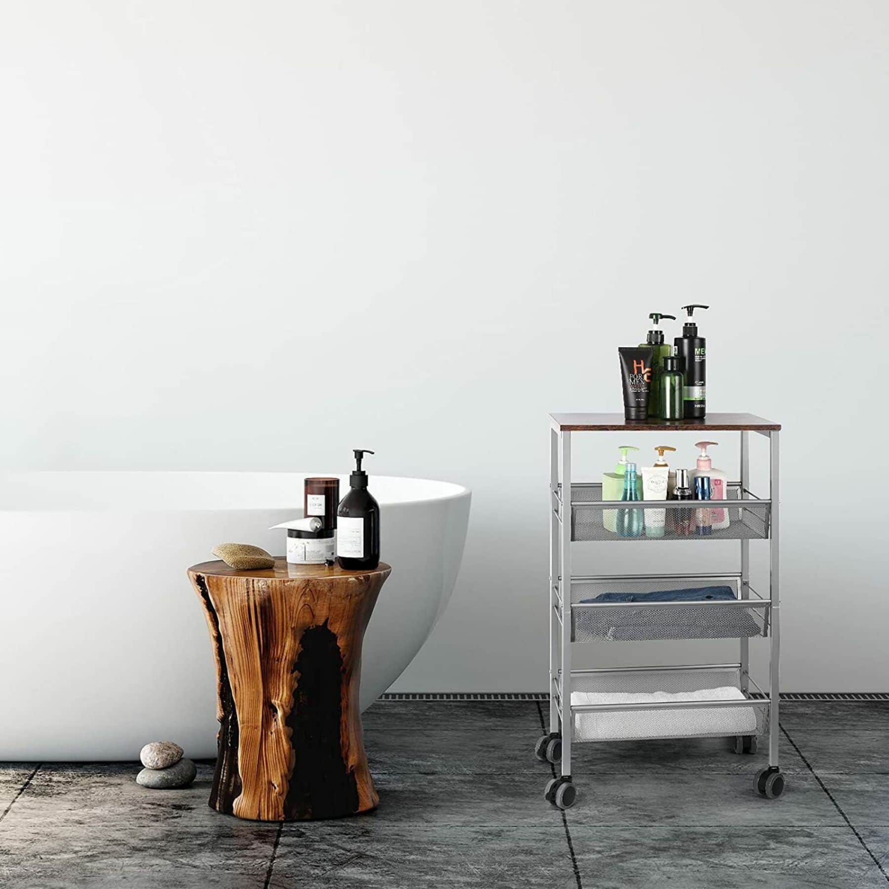 Silver 3-Tier Rustic Kitchen Cart