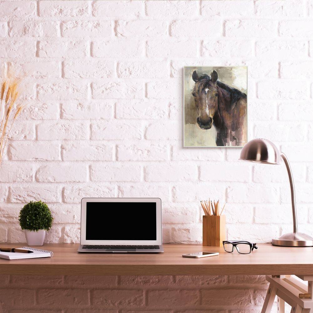 Stupell Industries Masculine Horse Portrait Western Brown Tan Stallion Painting Wood Wall Plaque