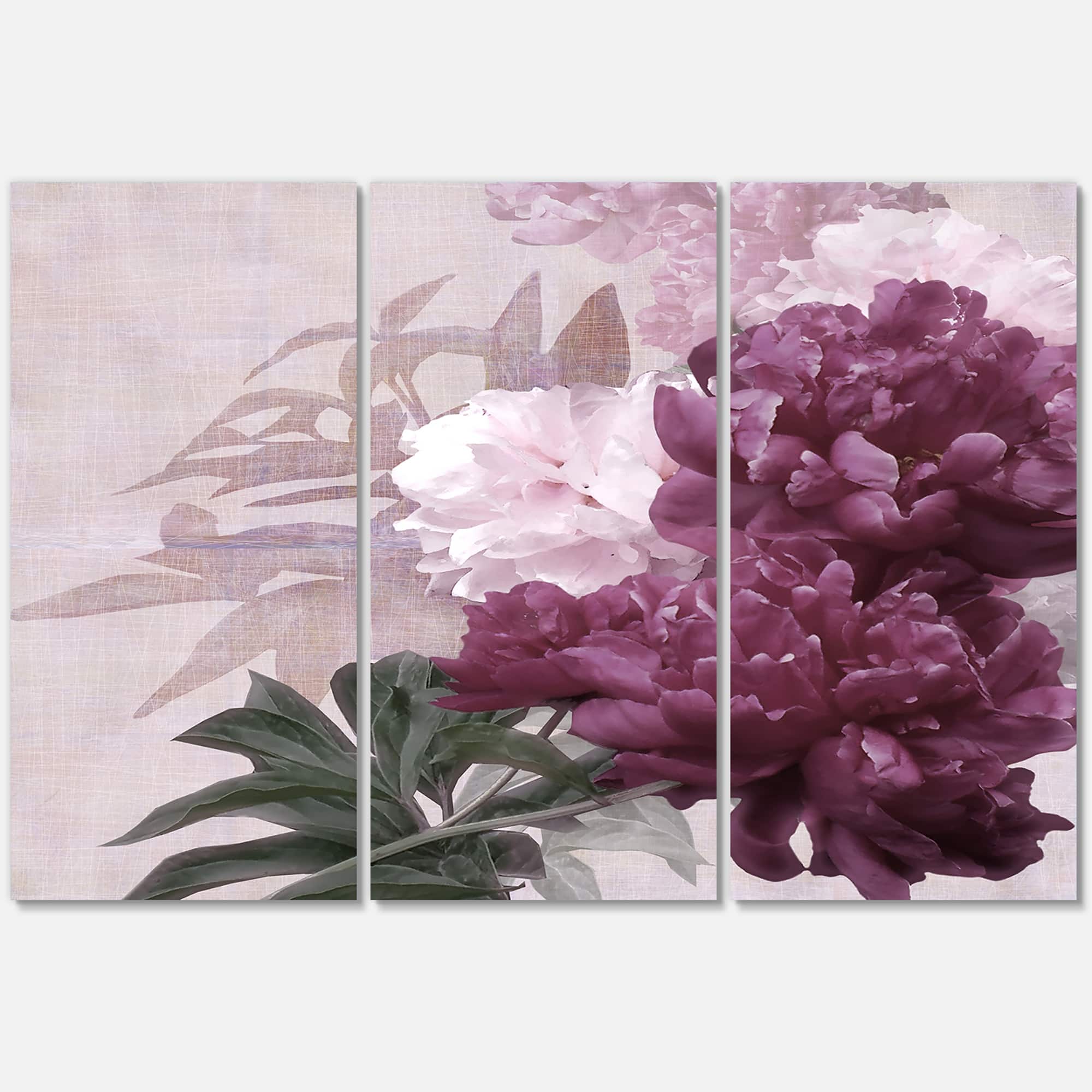 Designart - Vintage Purple and Pink Flowers I - Traditional Canvas Wall Art Print