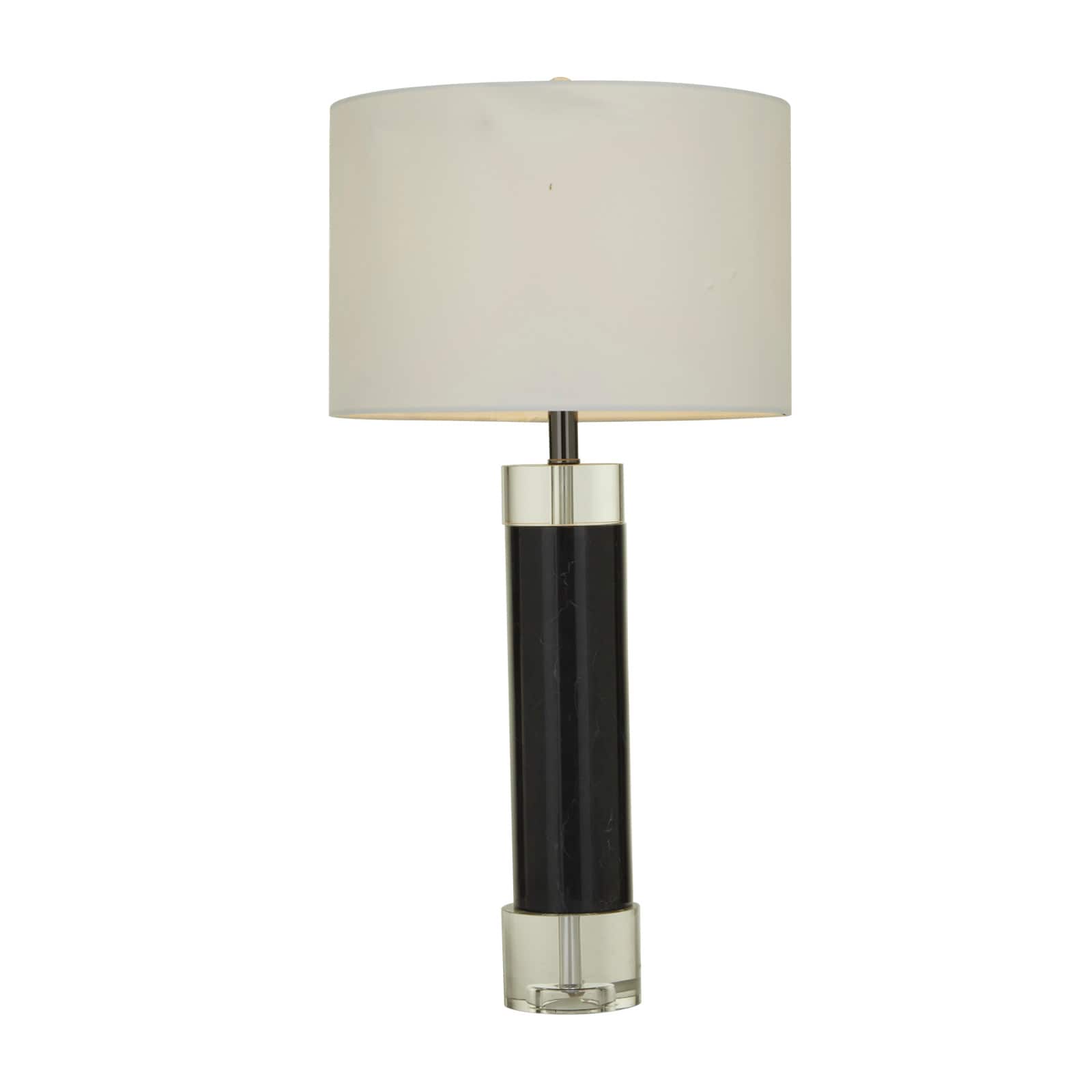 Black Marble Slender Stand Table Lamp with Drum Shade 15" x 15" x 29"