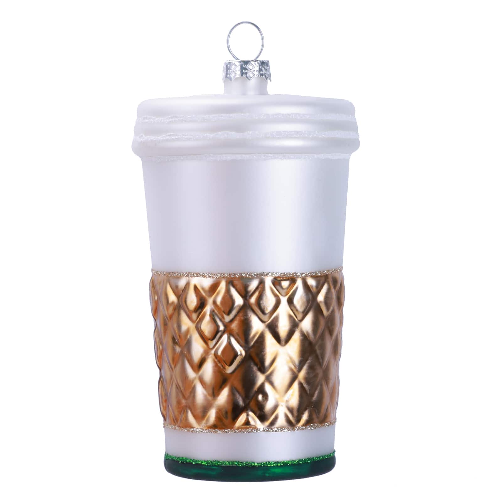4.25" White & Gold Coffee Cup Glass Ornament by Ashland®