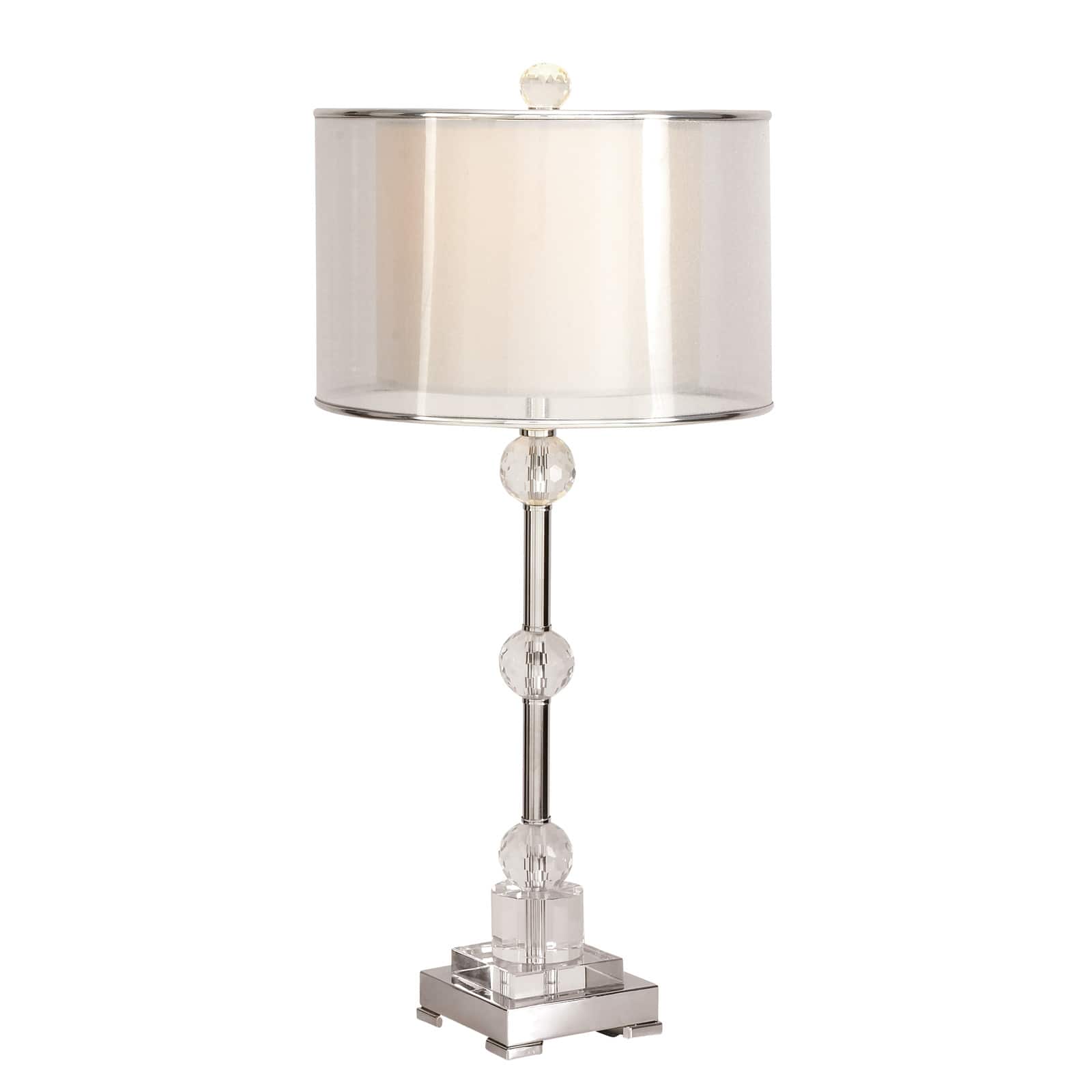 Silver Metal Glam Table Lamp, 30" x 14" x 14"