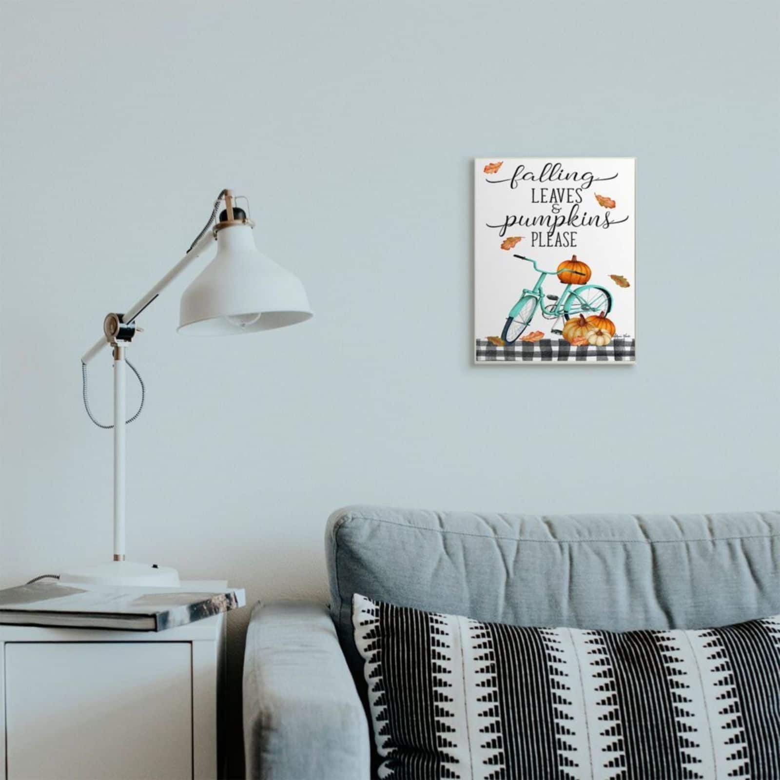 Stupell Industries Fall Leaves Pumpkin & Turquoise Bicycle Wall Art