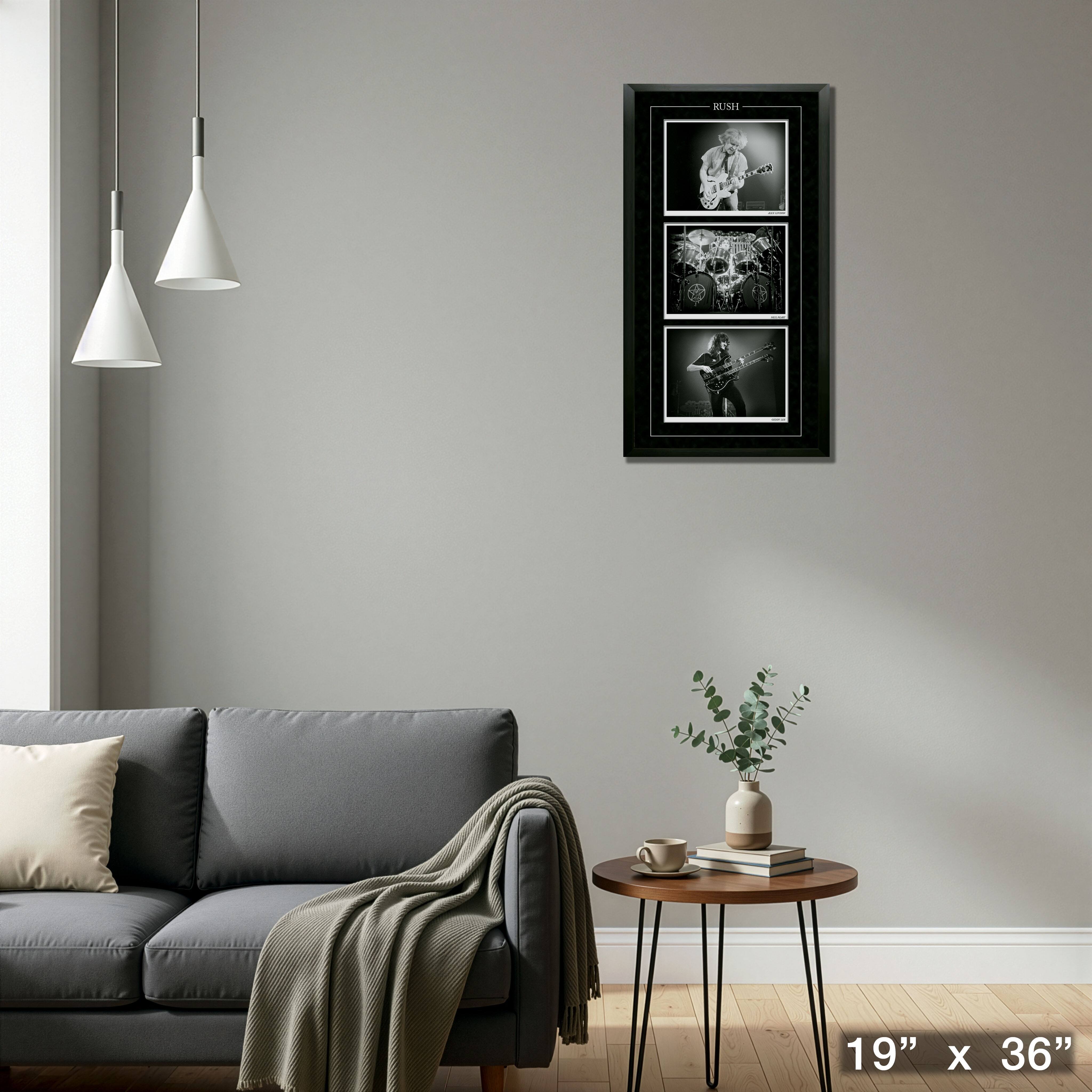 RUSH Framed Triple Black & White Photo Collage Vertical 19" x 36"