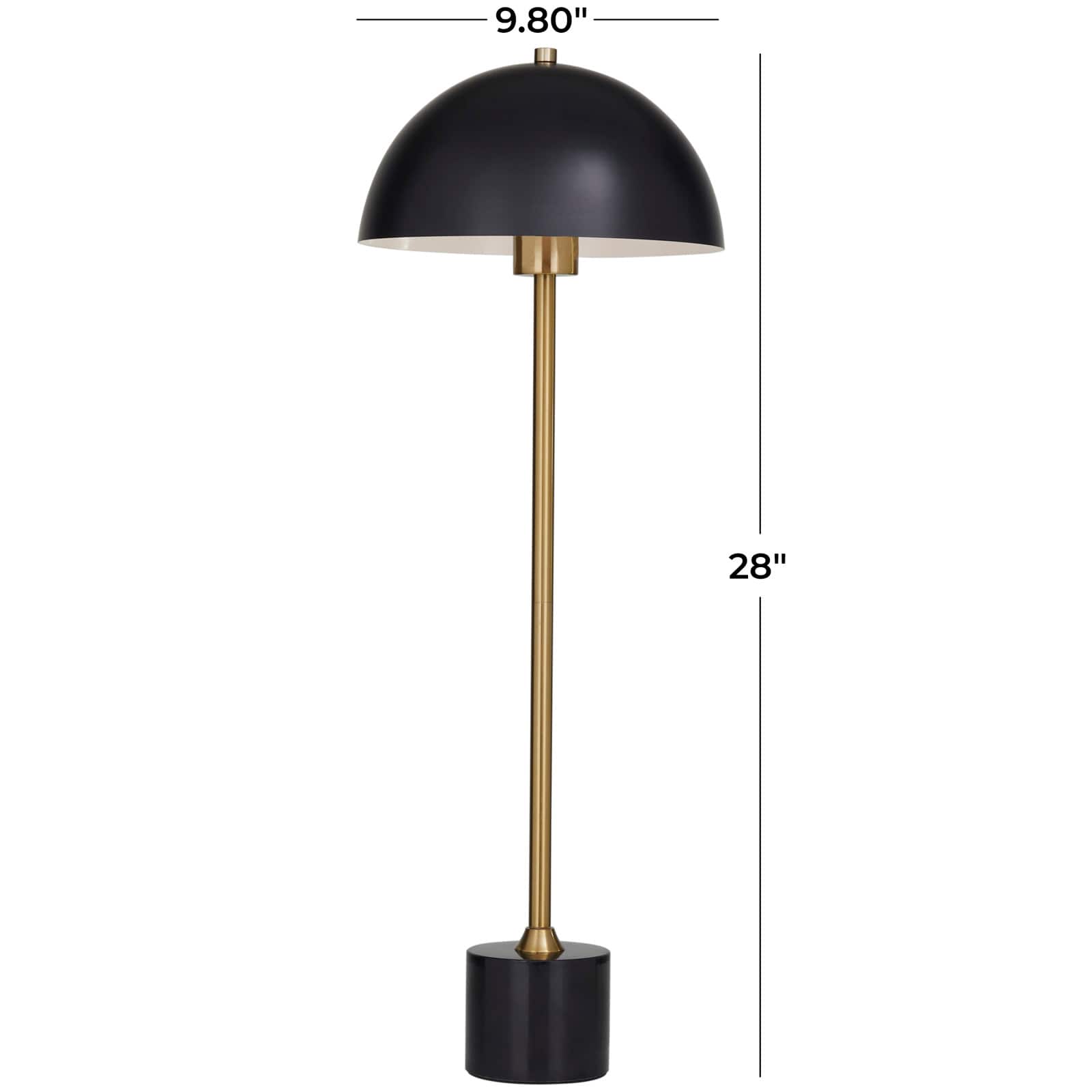 Black Metal Umbrella Style Desk Lamp with Marble Base 10" x 10" x 28"