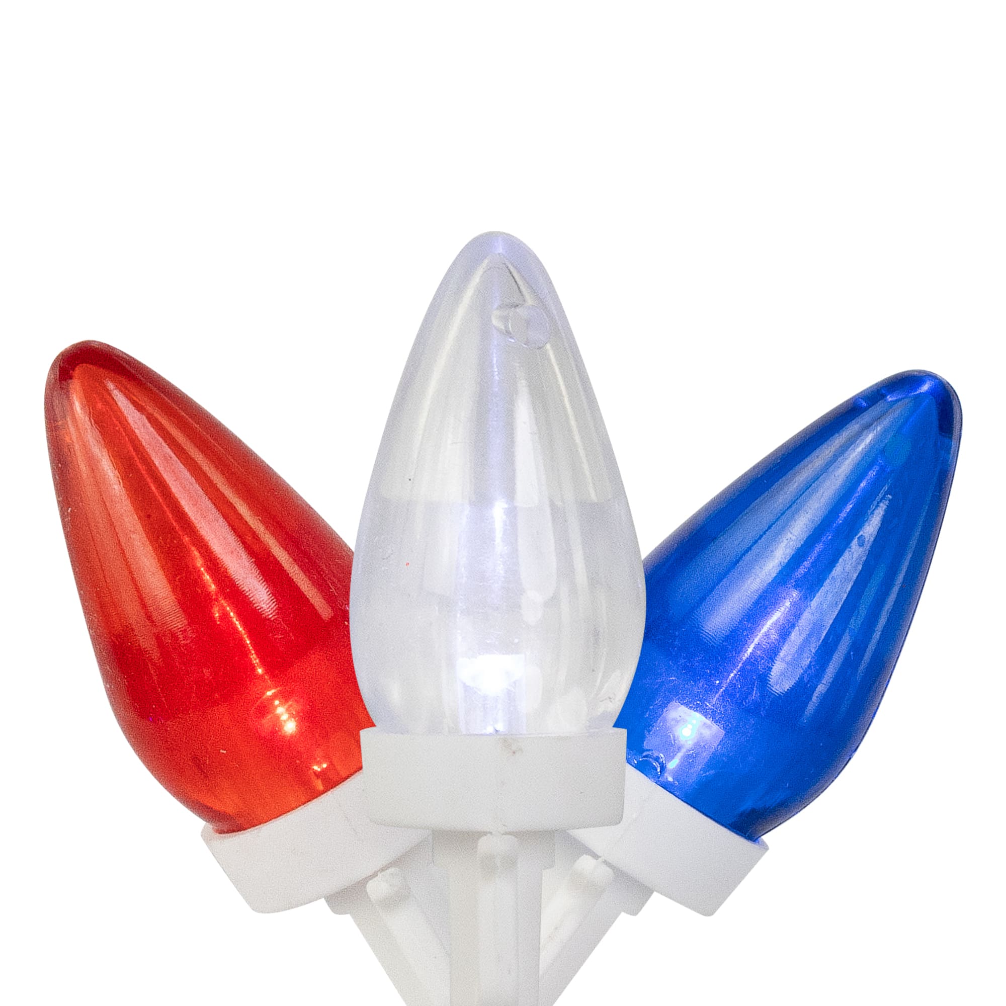 35835317 16 ft. Patriotic C7 LED Christmas Lights - Red, Blue & White with White Wire - 50 Count