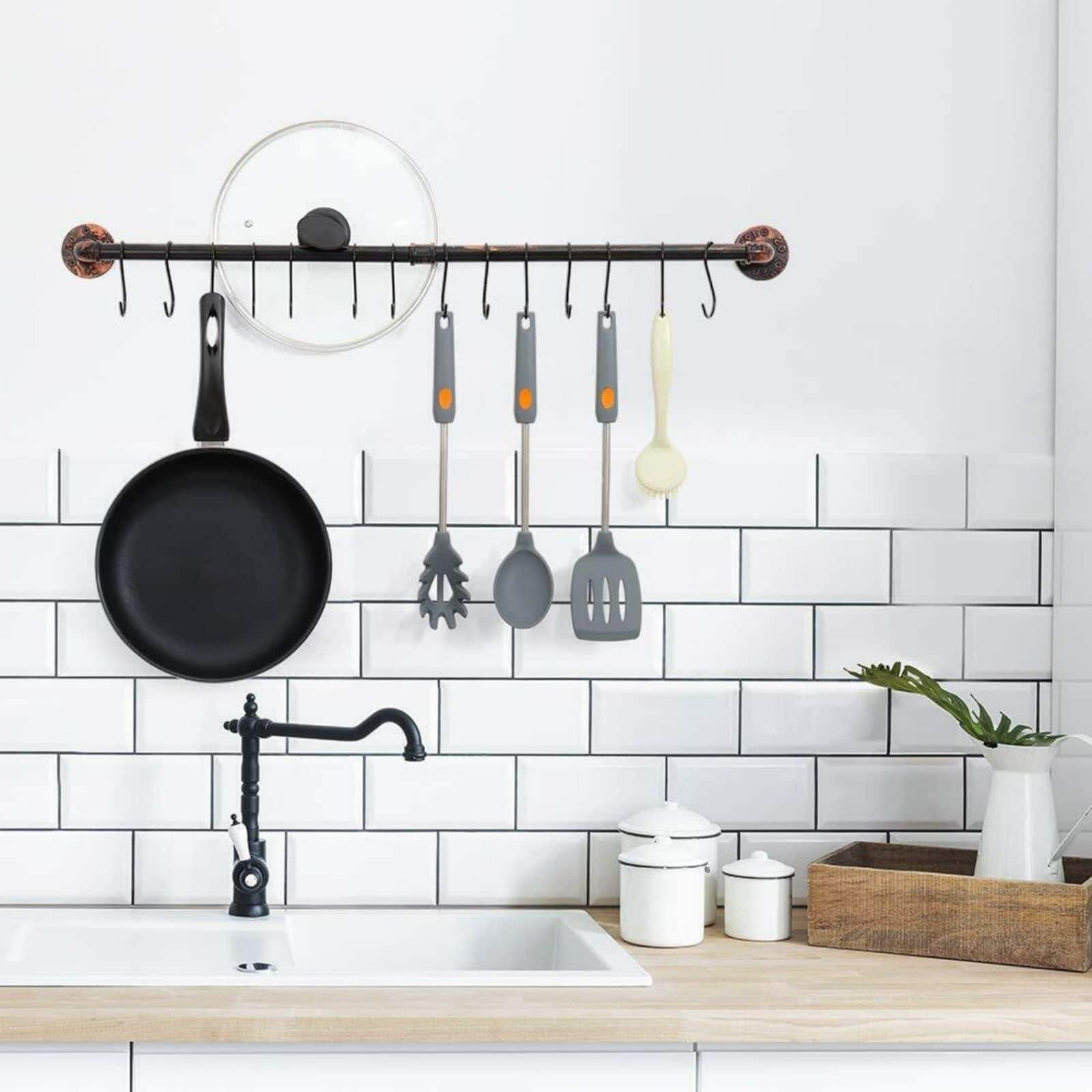 NEX™ Bronze Pot Rack Wall Mounted Kitchen Pot Lid Organizer