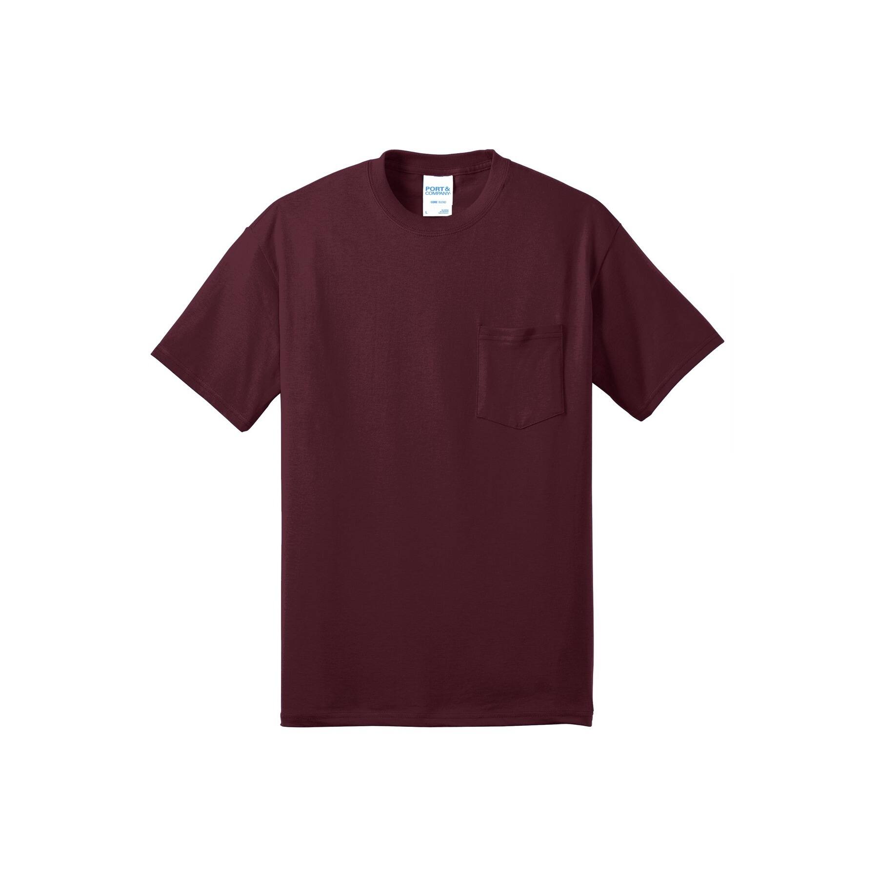 Port & Company® Core Blend Pocket T-Shirt, Size: X-Large, Color