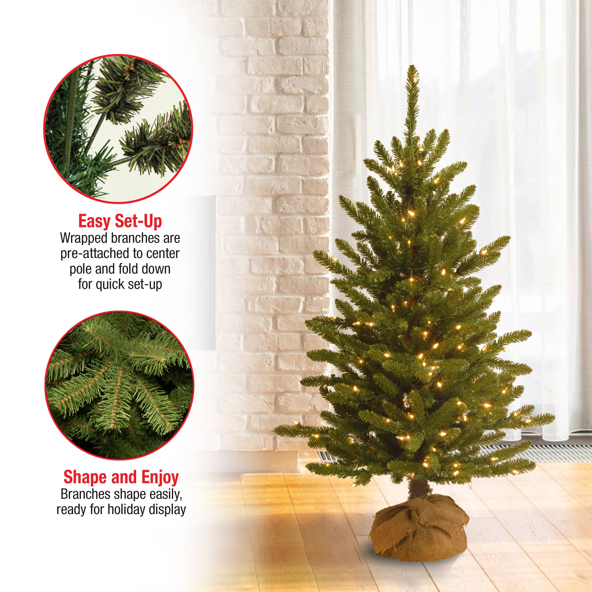 4ft. Pre-Lit Kensington Burlap Entry Tree with Clear Lights