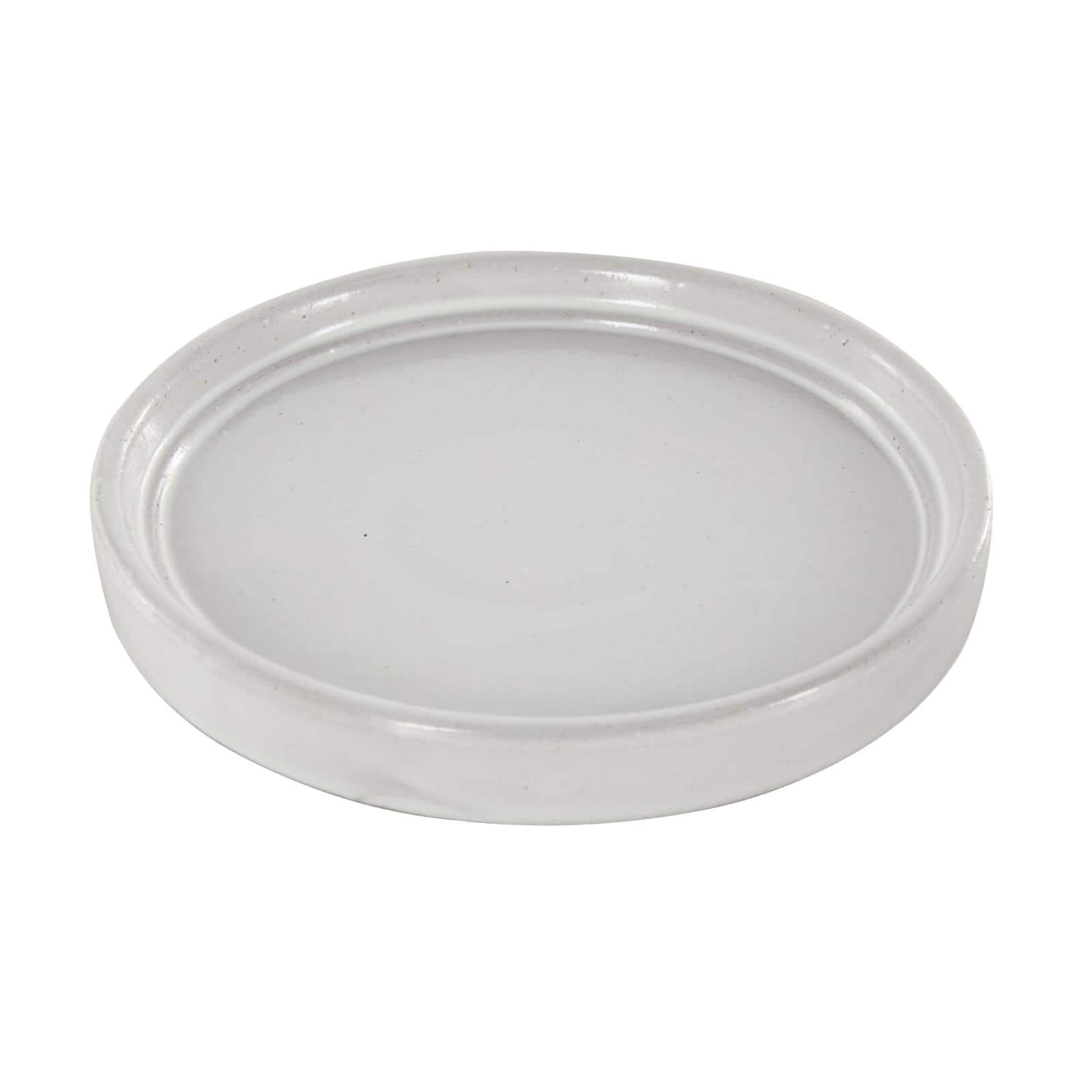 White Abstract Circle Pattern Ceramic Planter Set