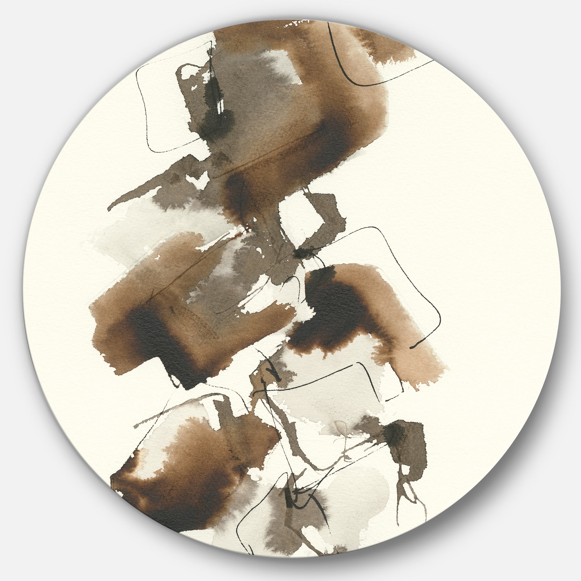 Designart - Gold Glam Squares I - Glam Metal Circle Wall Art