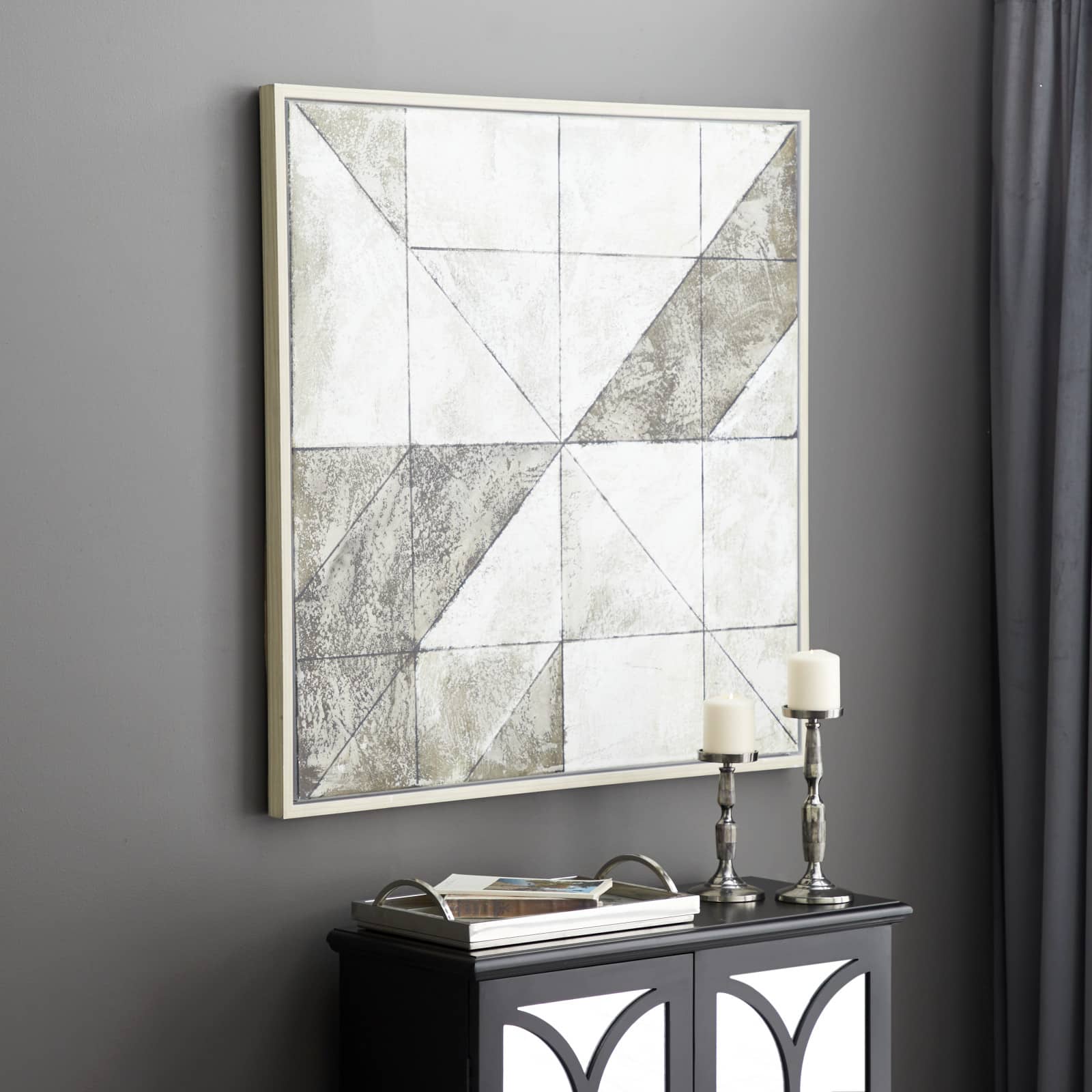 White Contemporary Canvas Wall Art, 39" x 39"