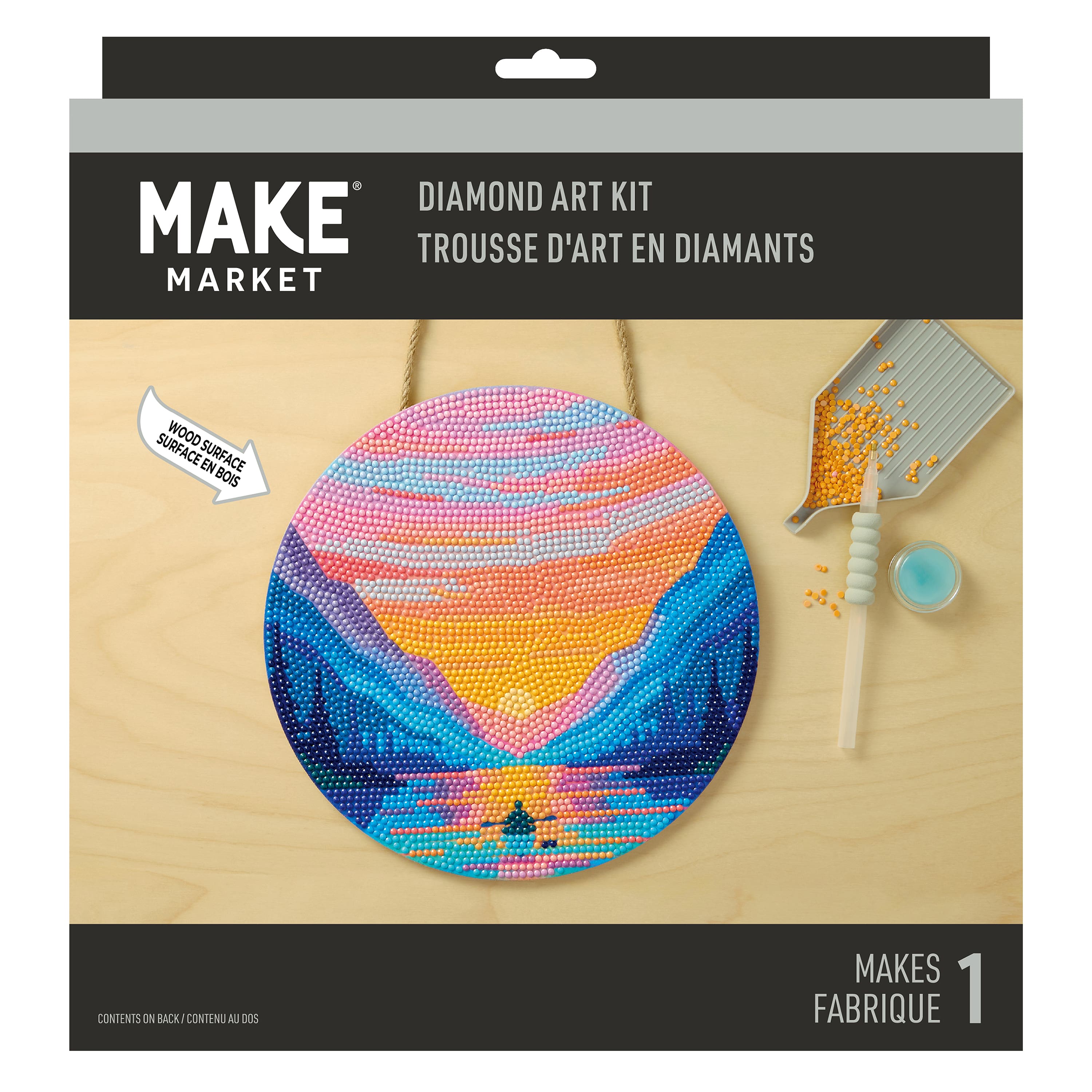 8" Mountain Sunset Wood Plaque Diamond Art Kit by Make Market®