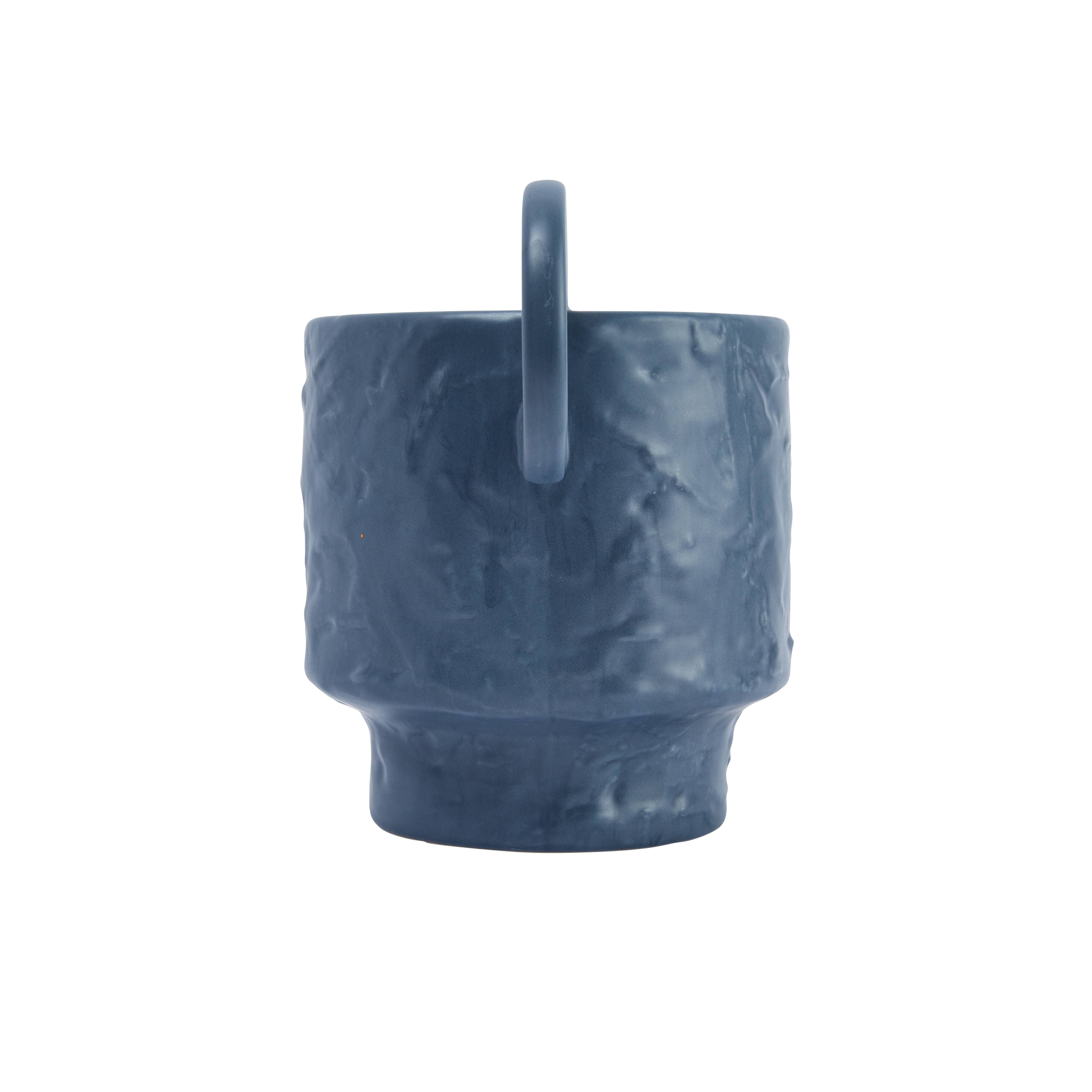 Hello Honey® 9.5" Blue Modern Stoneware Planter with Handles