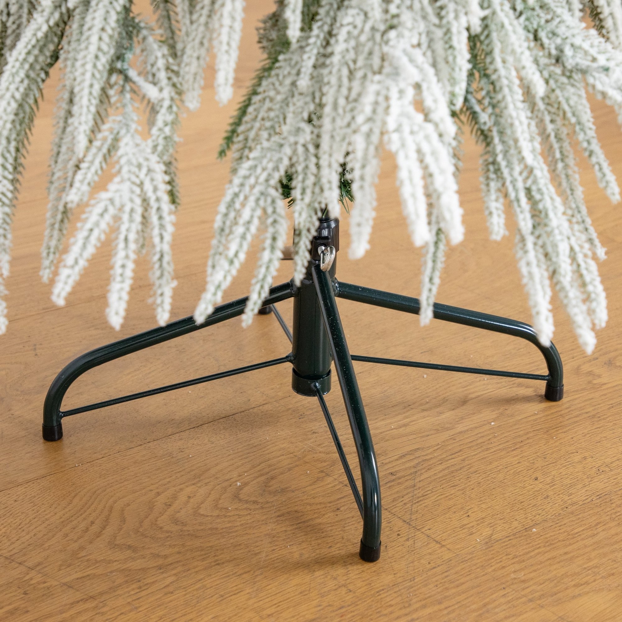 Nearly Natural 5ft. Pre-Lit Artificial Flocked Down Swept Christmas Tree, Warm White LED Lights
