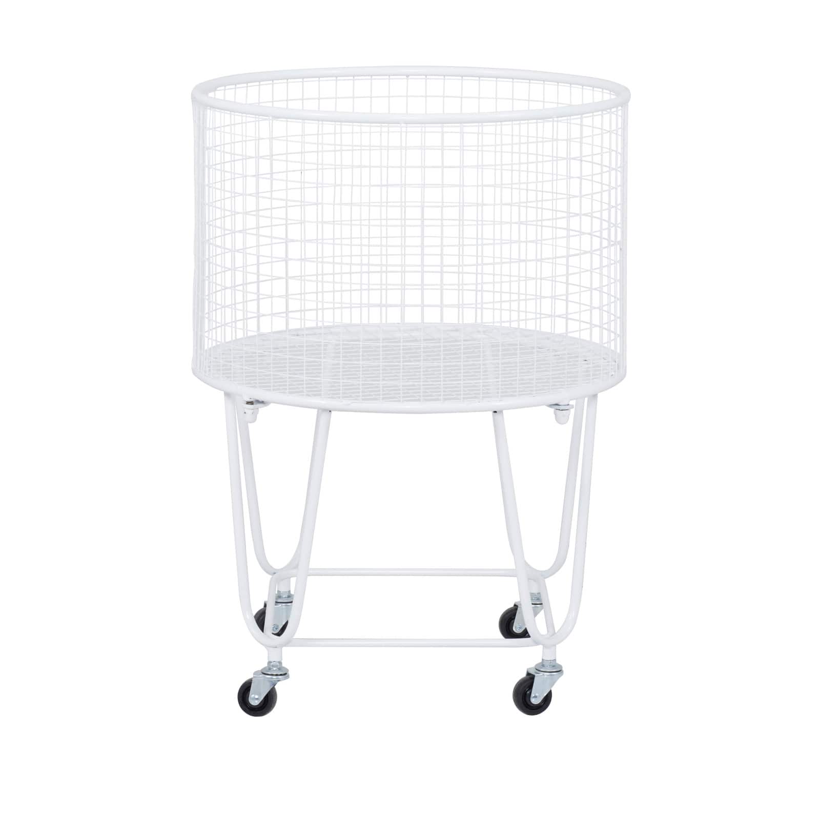 24" White Iron French Country Storage Cart