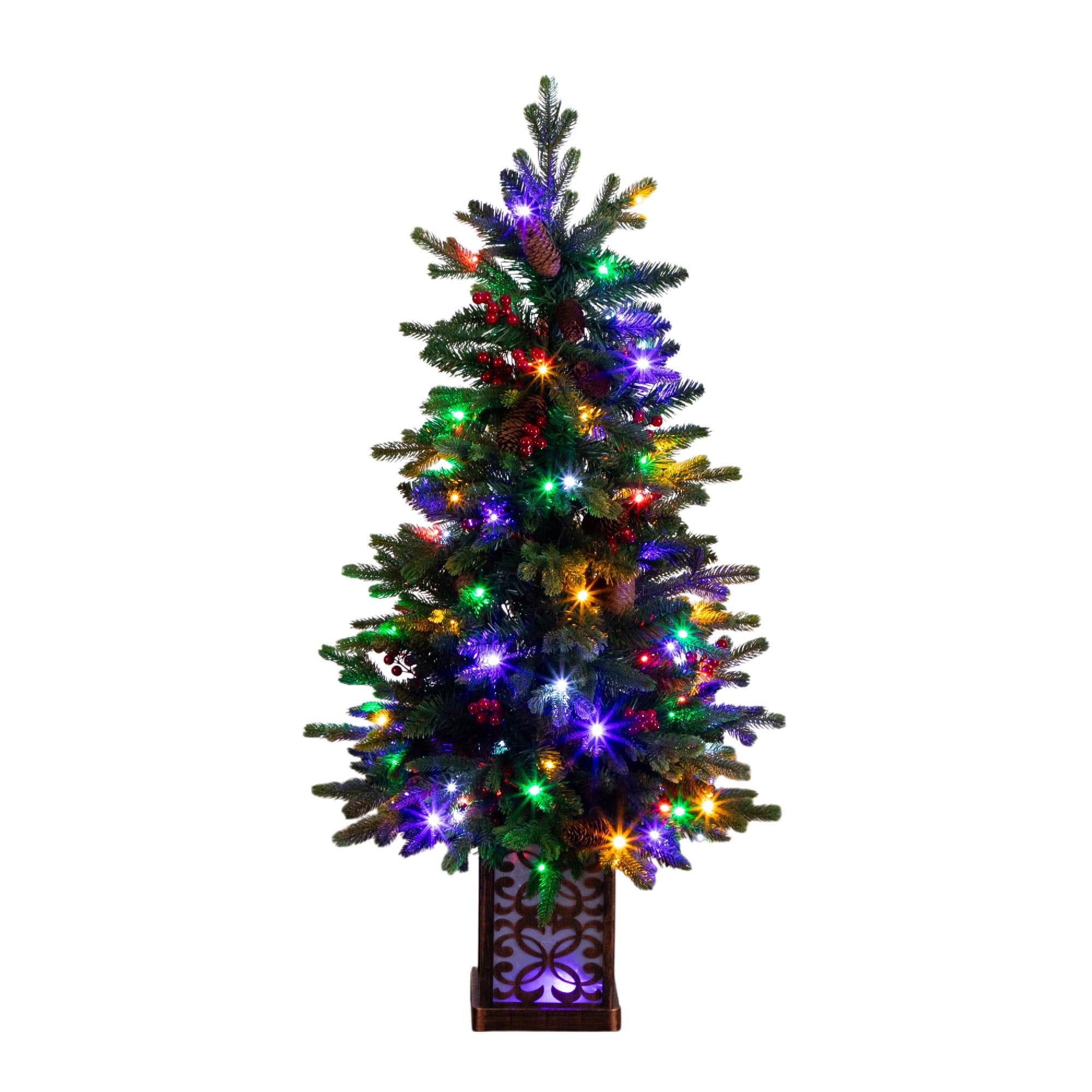 4ft. Pre-Lit Pinecone Artificial Christmas Tree, Multicolor LED Lights