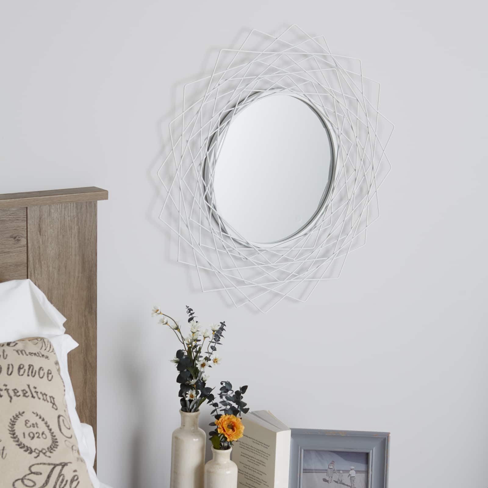 Geometric White Wall Mirror