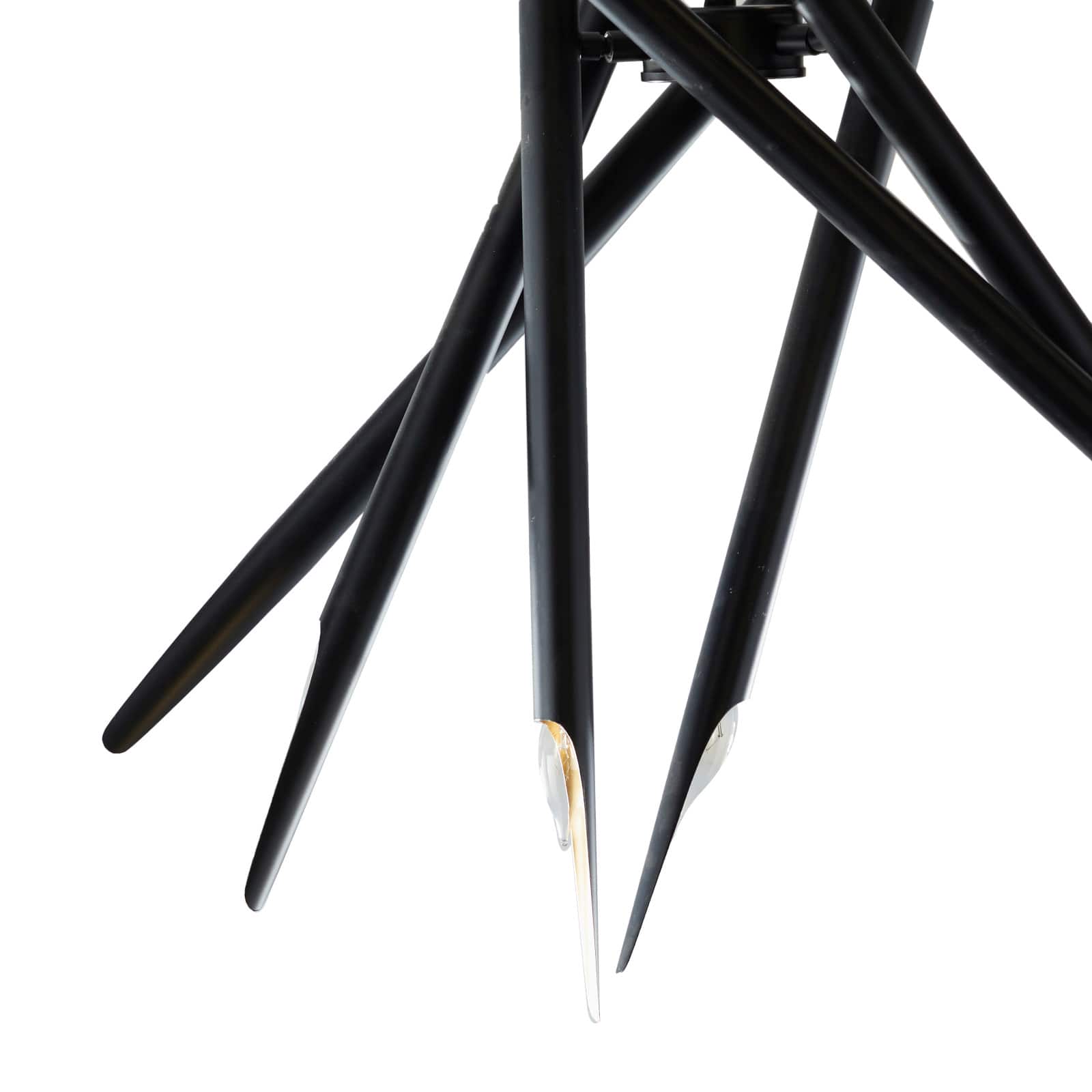 Black Metal 12 Light Chandelier with Suspension Rod 8" x 8" x 62"