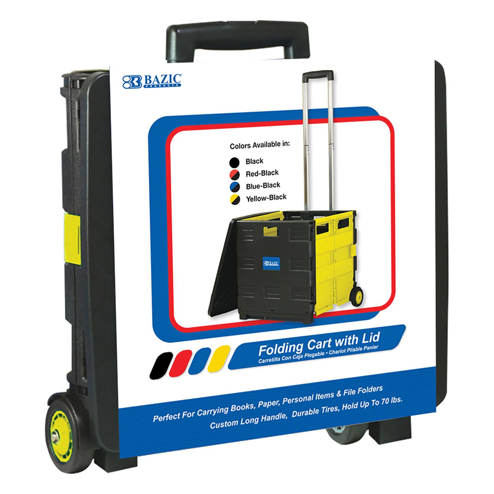 BAZIC® Folding Cart on Wheels with Lid Cover in Black/Green | 16" x 18" x 15" | Michaels®