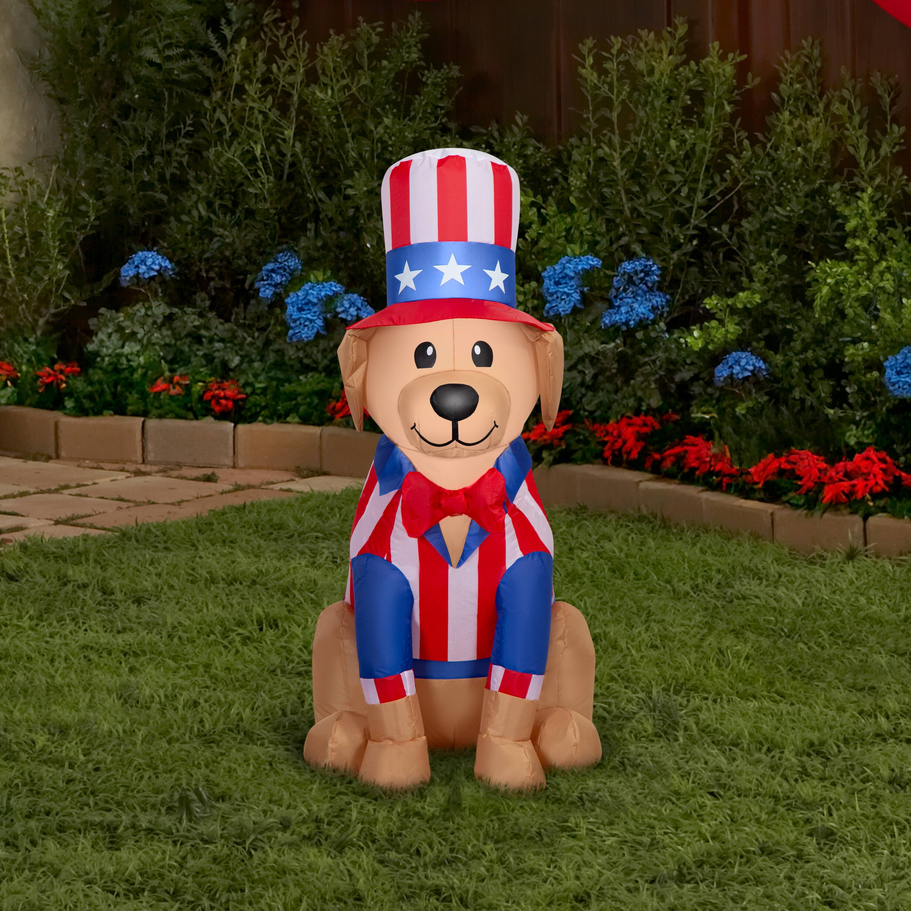 3.5ft. Airblown® Inflatable Yellow Lab Patriotic Independence Day Light Décor