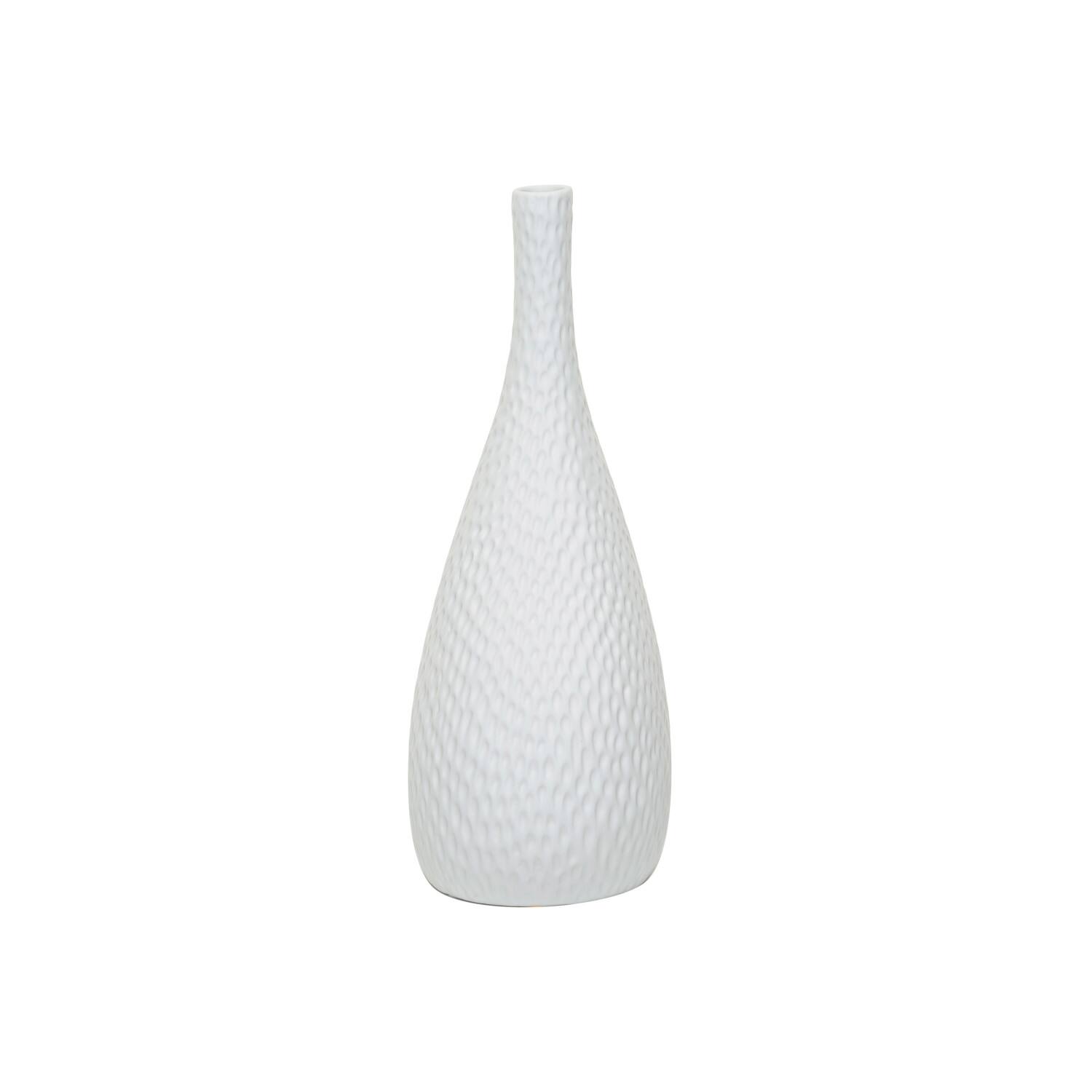 Hello Honey® 12.5" White Debossed Stoneware Bisque Table Lamp with Inline Switch