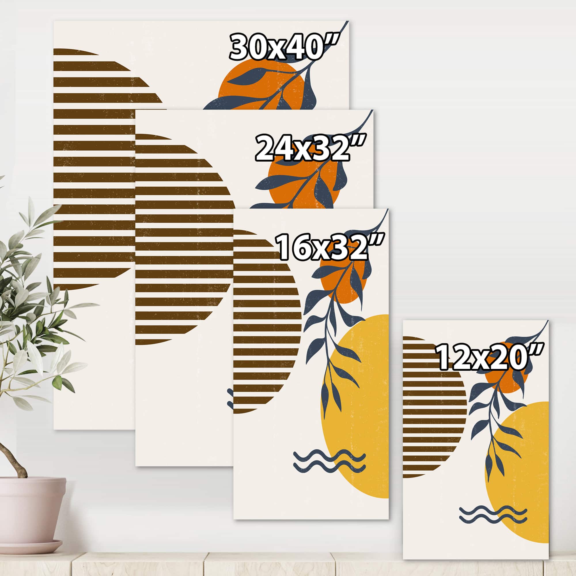 Designart - Botanical Minimalist Leaf With Abstract Shapes I