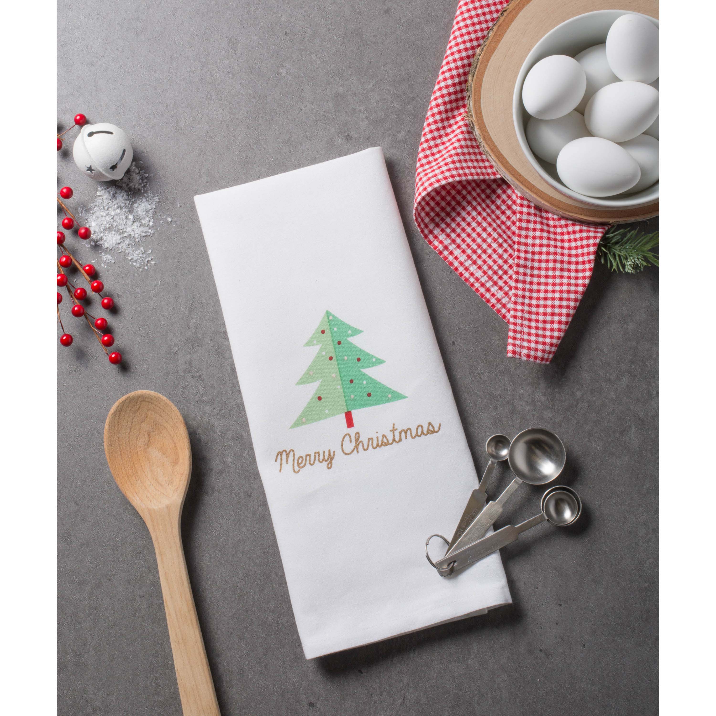 DII® Red Check & White Merry Christmas Dishtowel Set
