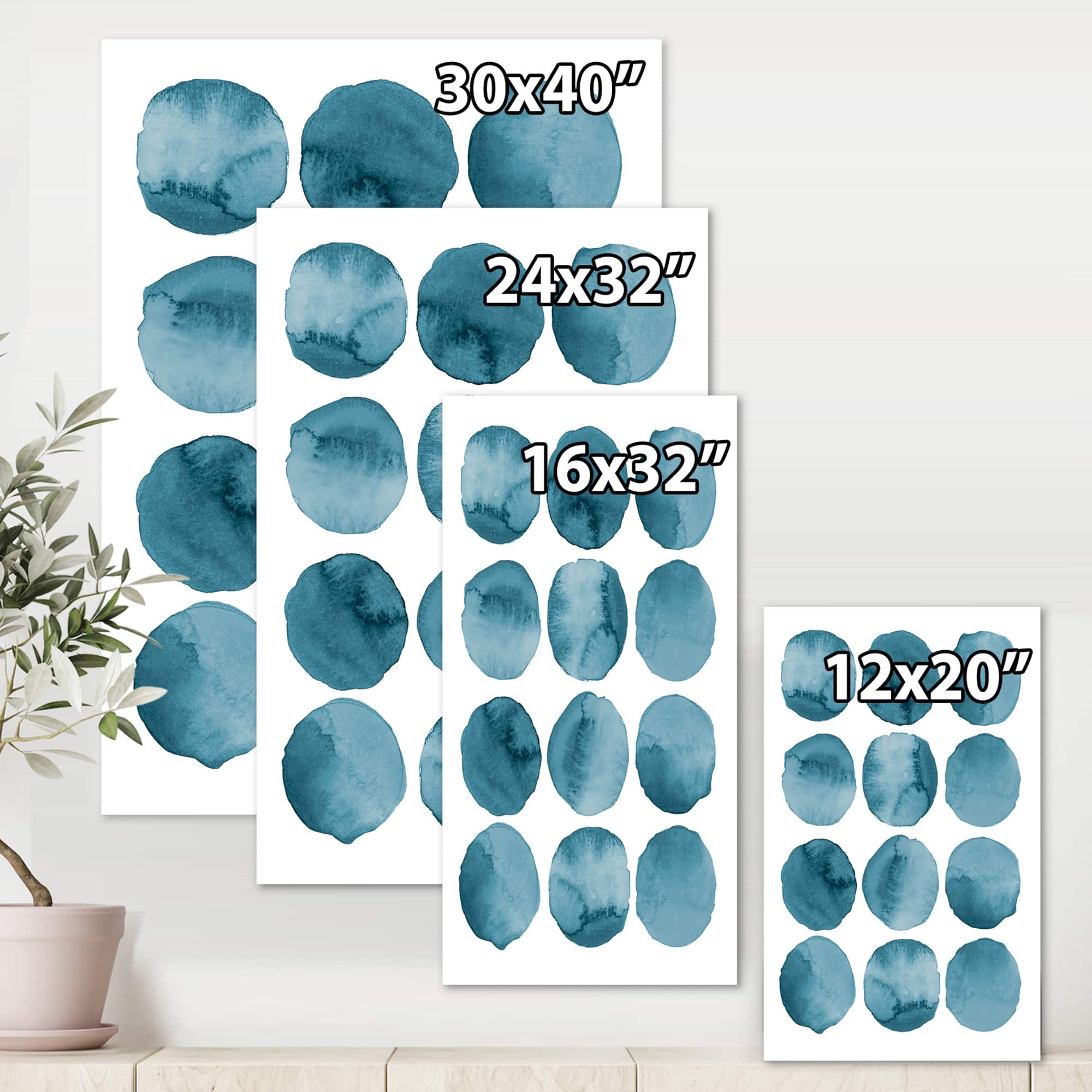 Designart - Aquamarine Circles Blue Geometric Elements - Modern Canvas Wall Art Print