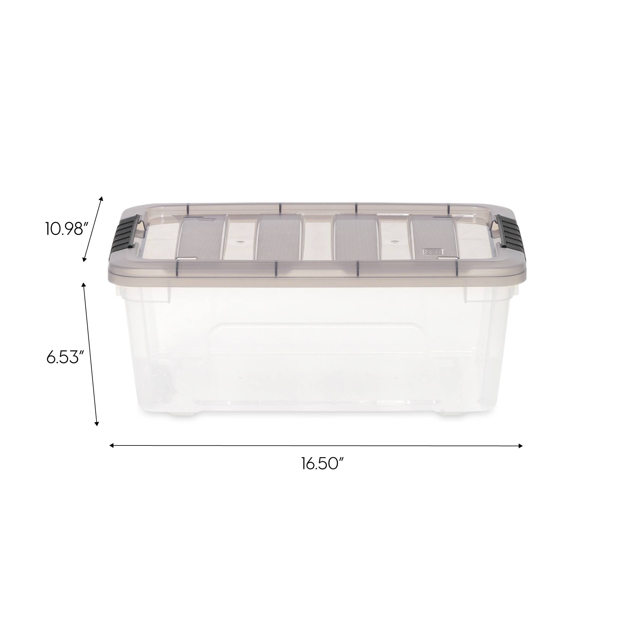 IRIS® Stack & Pull™ Clear Storage Box with Gray Lid