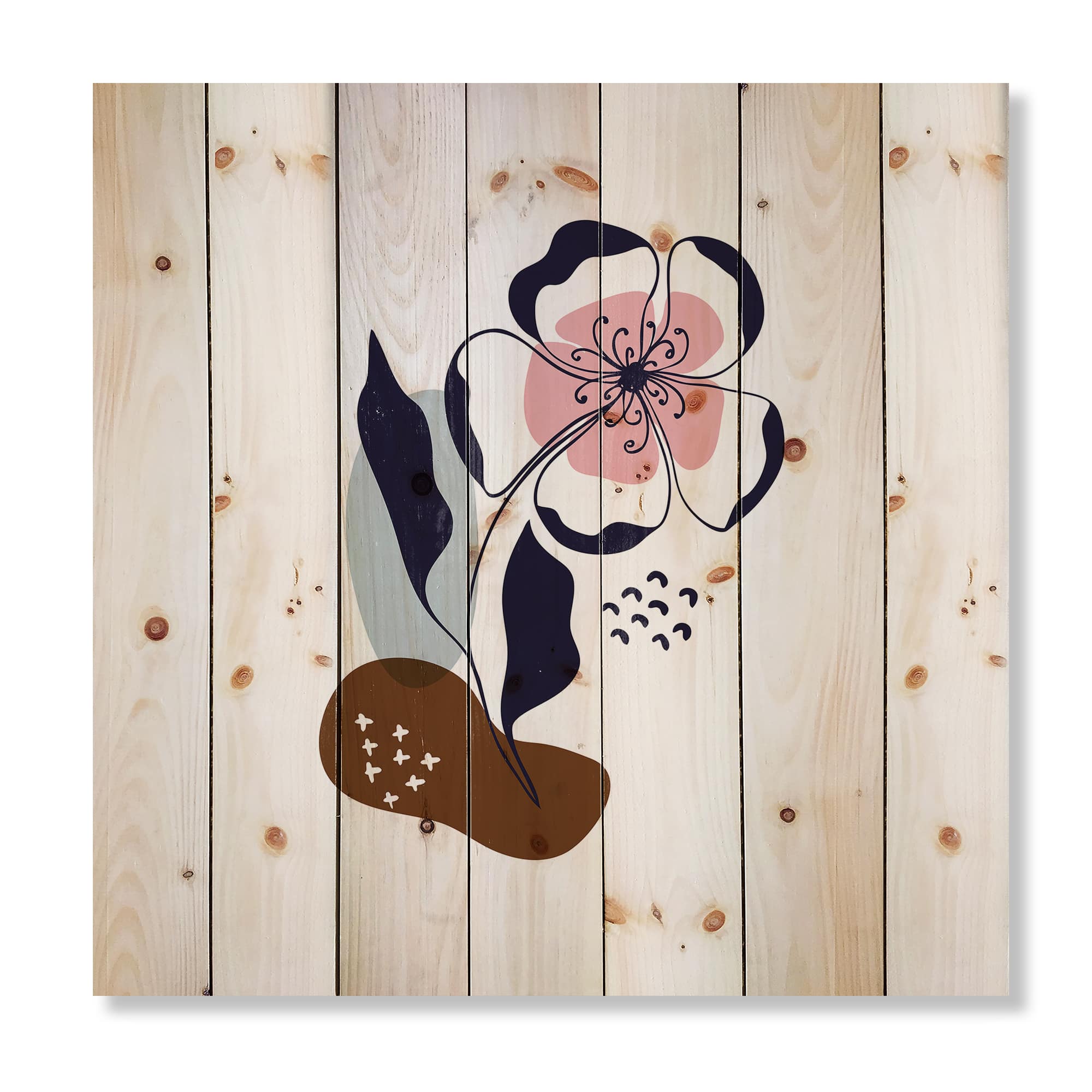 Designart - Abstract Flowers On Minimal Shapes IV