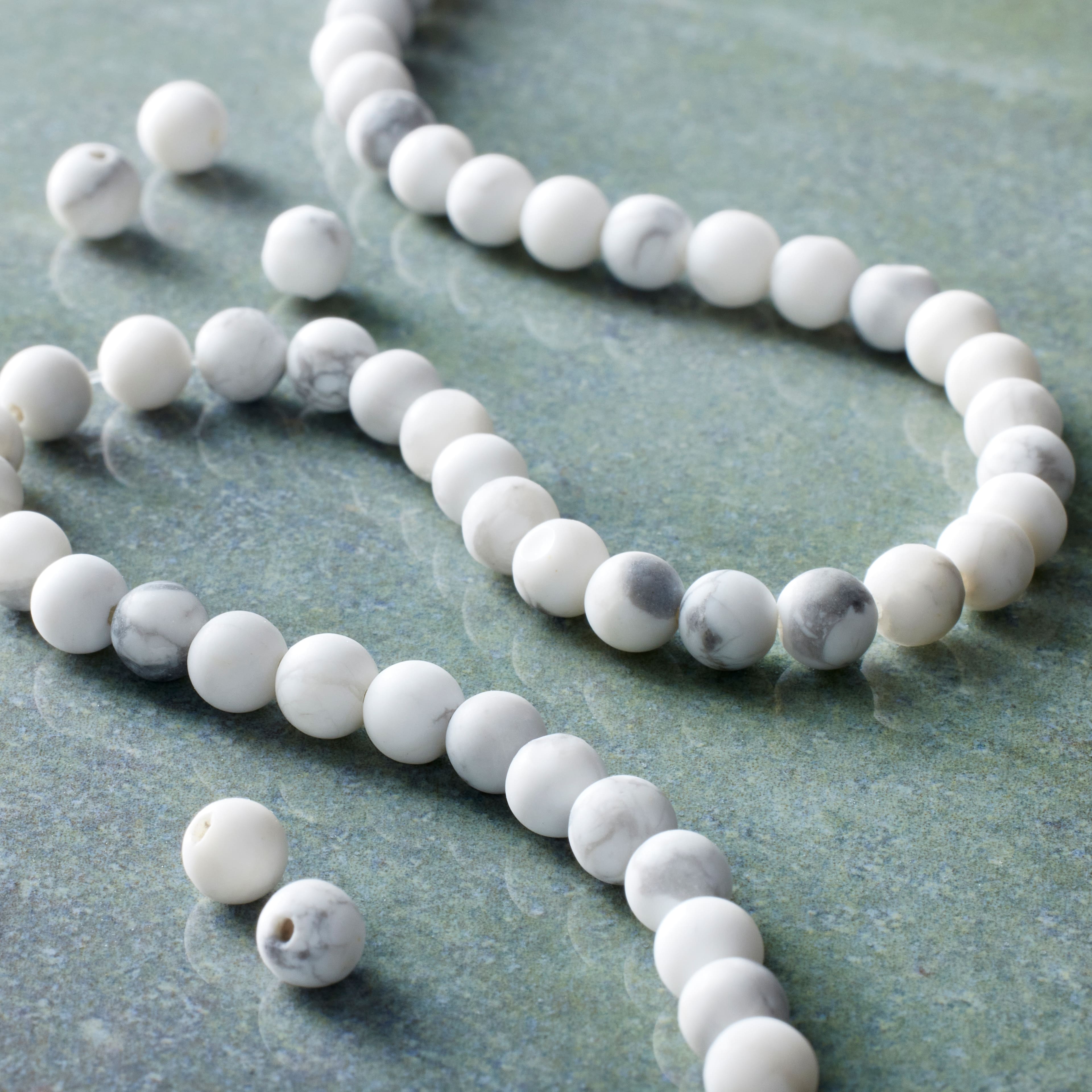 12 Pack: White & Gray Matte Howlite Round Beads, 4mm by Bead Landing™