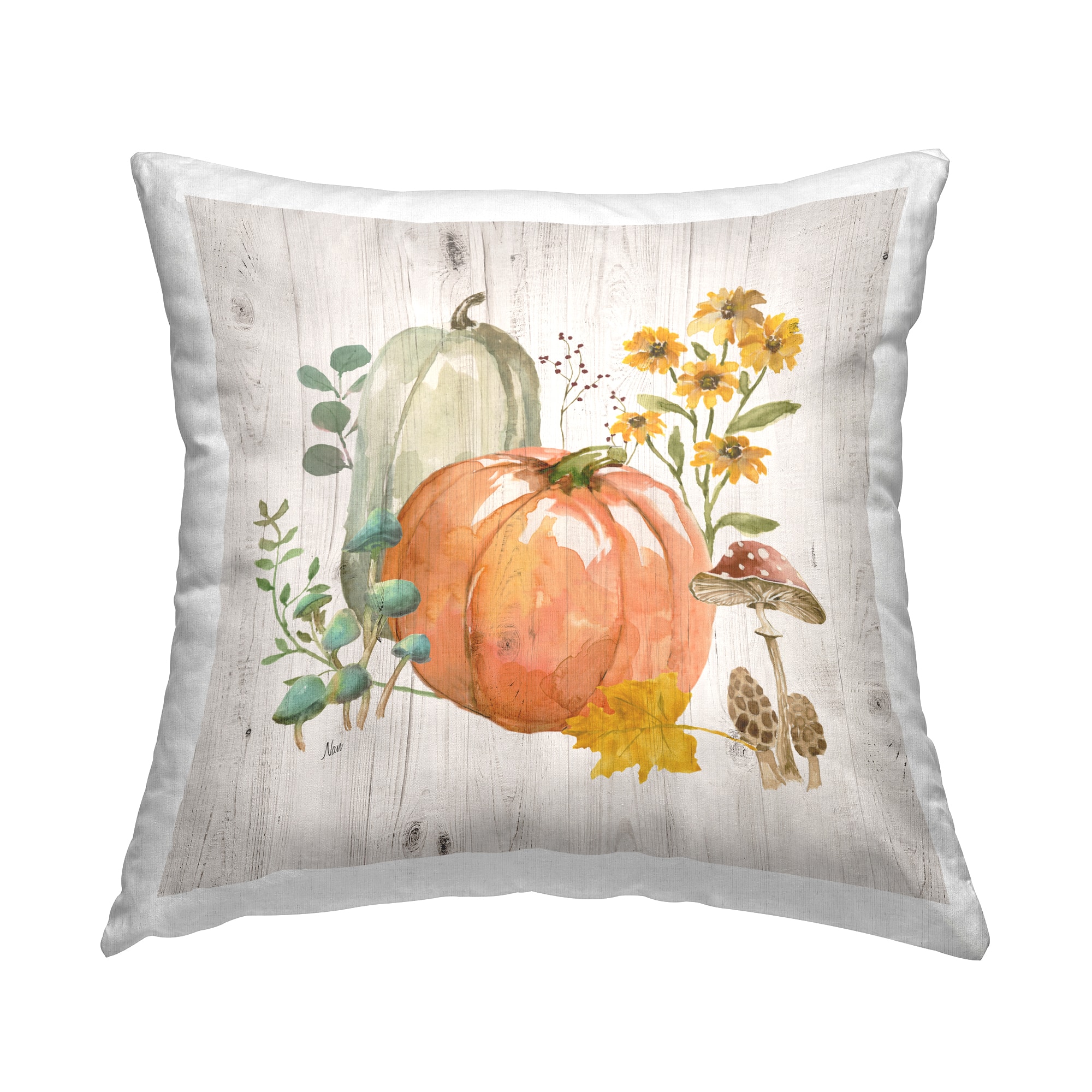 Stupell Industries Festive Pumpkins with Florals Decorative Printed Throw Pillow