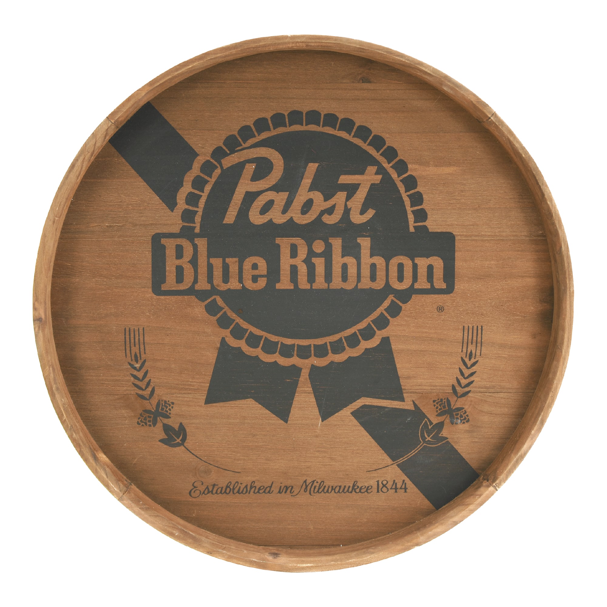 American Art Decor 18" Rustic Pabst Blue Ribbon Barrel Wood Wall Décor Sign Plaque