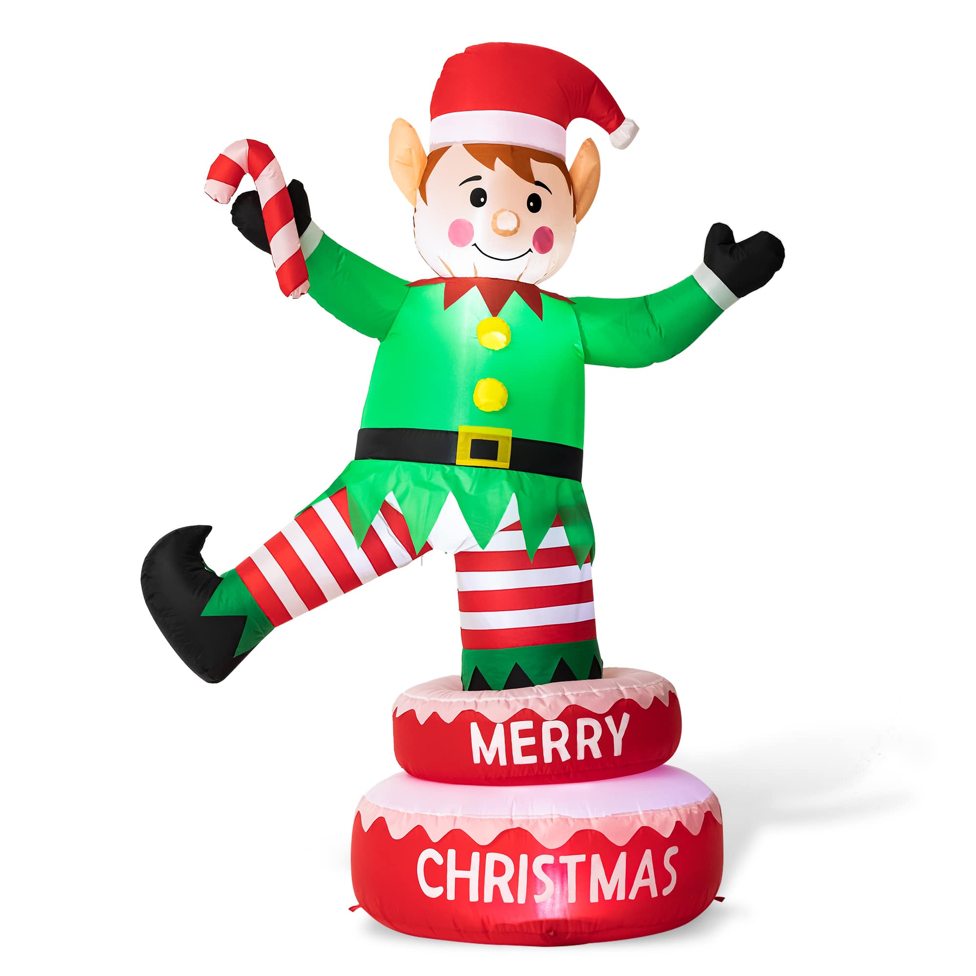 Glitzhome® 6ft. Light-Up Inflatable Rotating Elf Décor
