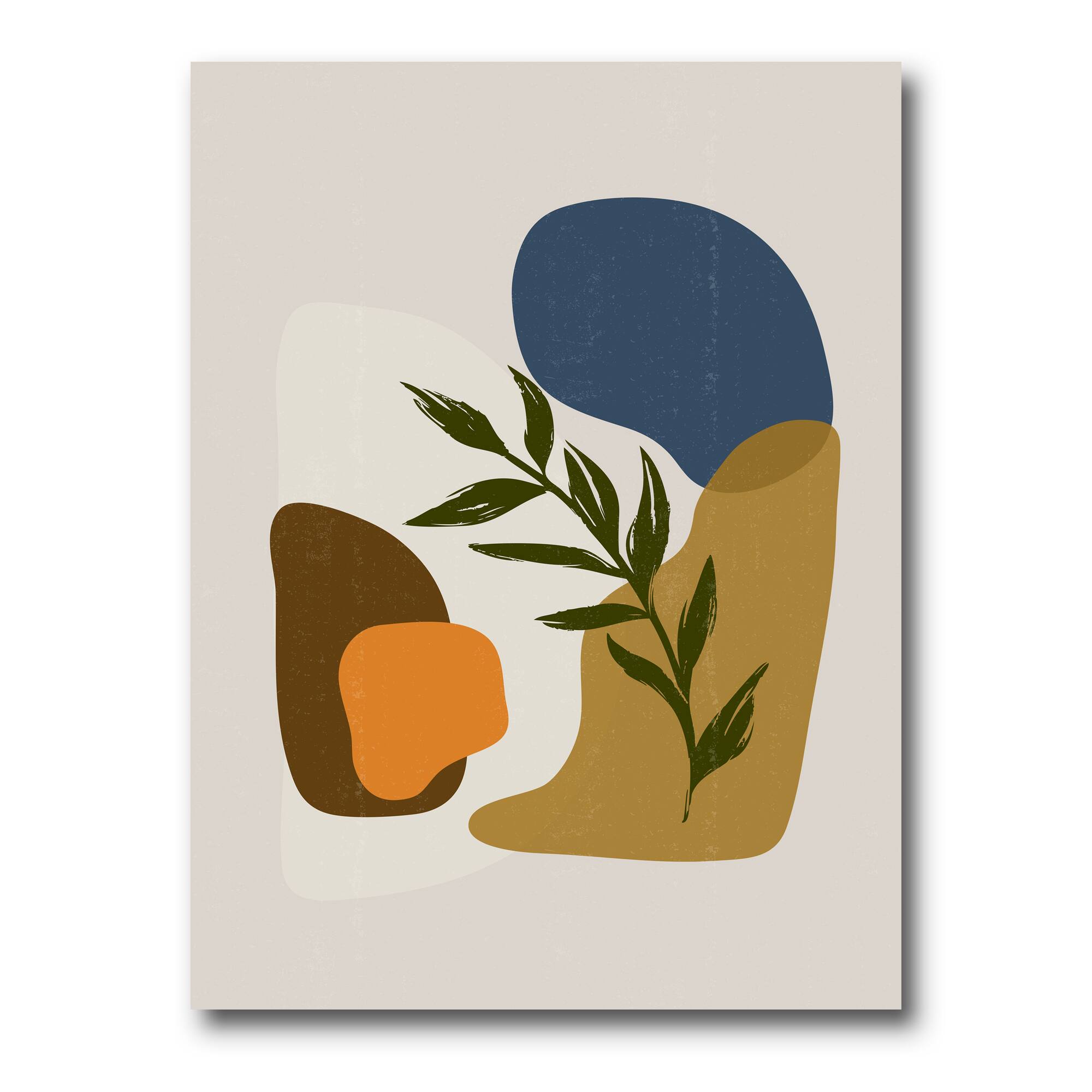 Designart - Botanical Minimalist Shapes With Green Leaf